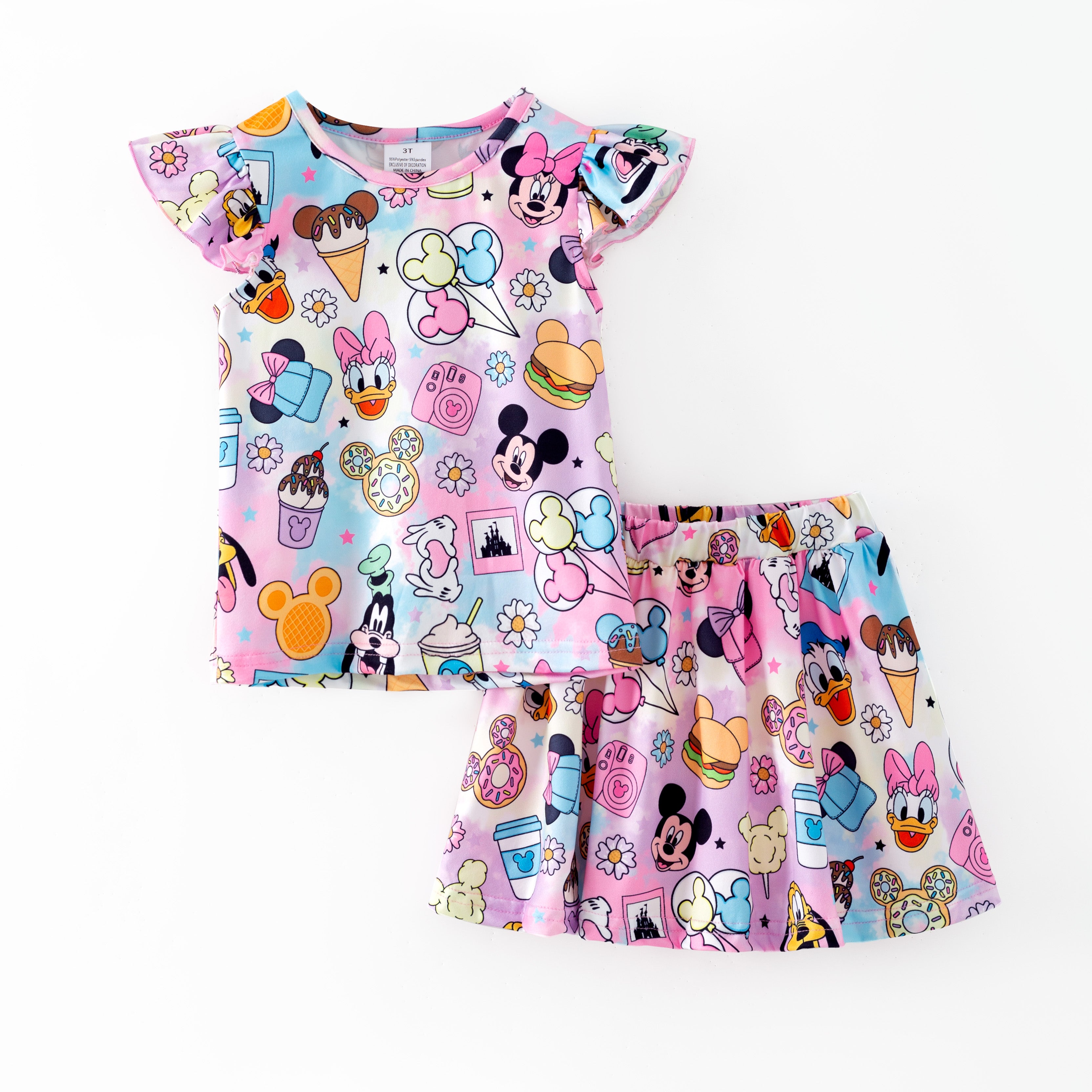 (Pre Order,Prepack Zone)Girls Spring&Summer Print Skort Set(Mix Size)
