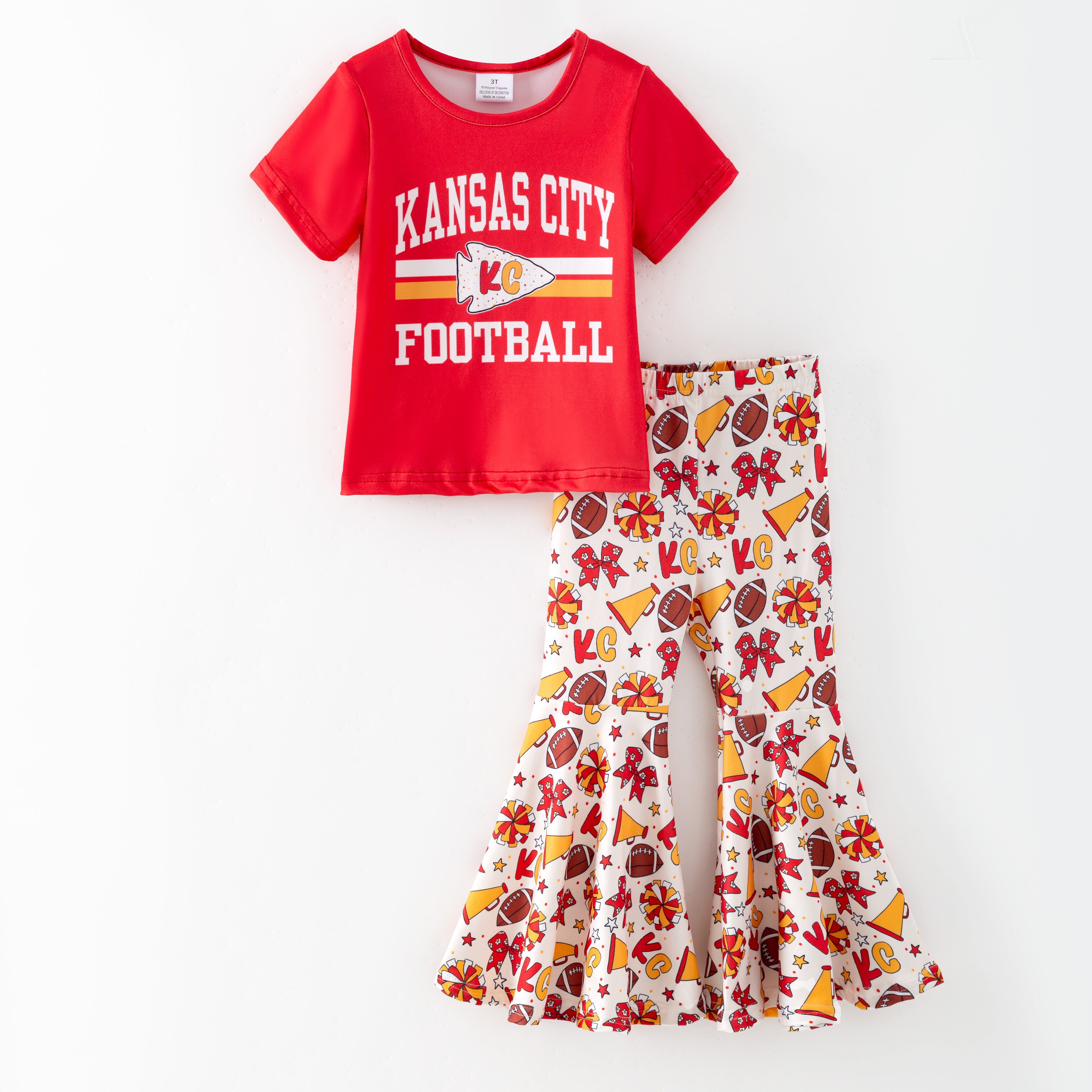 (Pre Order,Prepack Zone)Girls Football Print Outfit Set(Mix Size)