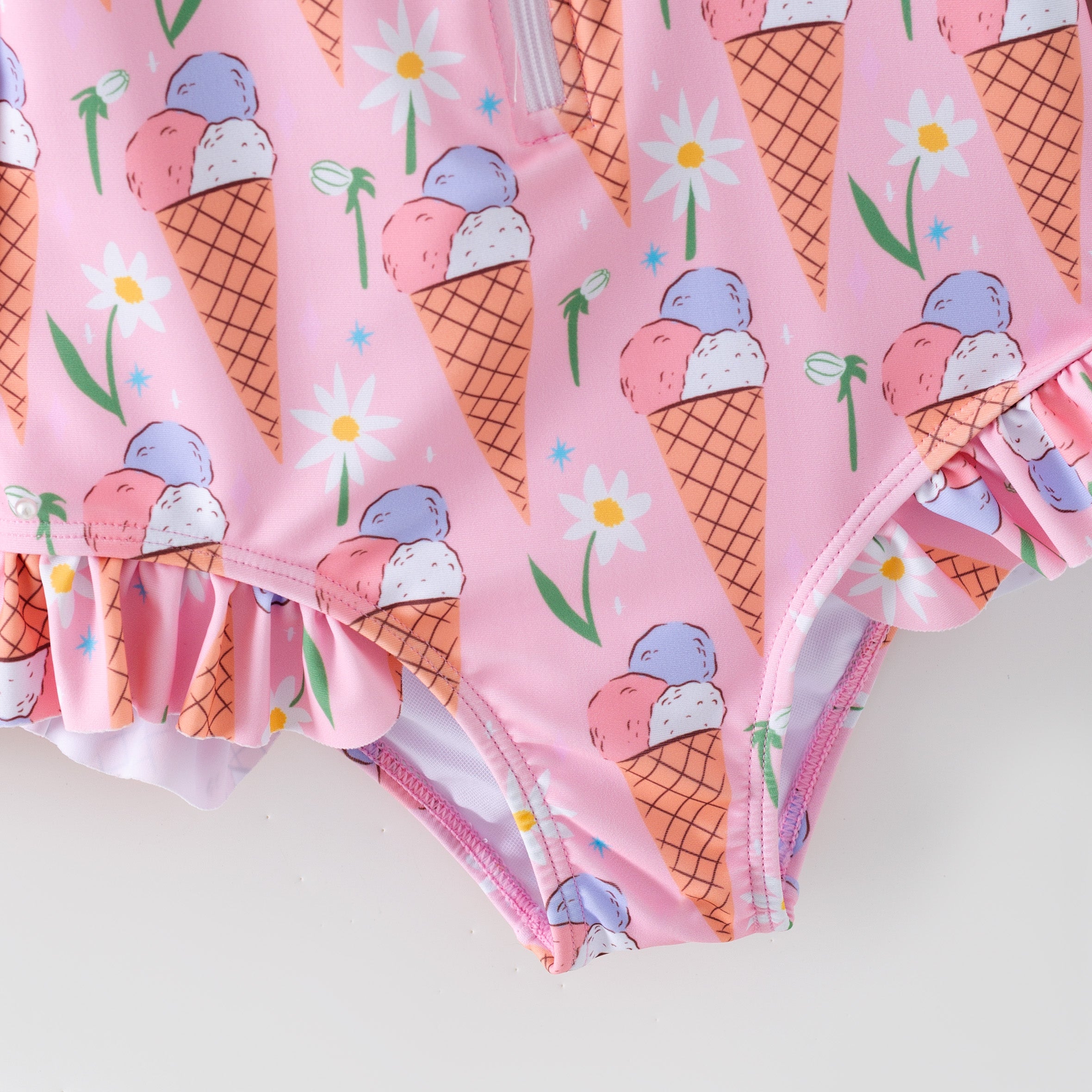 (In Stock)Girls Summer Ice Cream Print Swimsuit