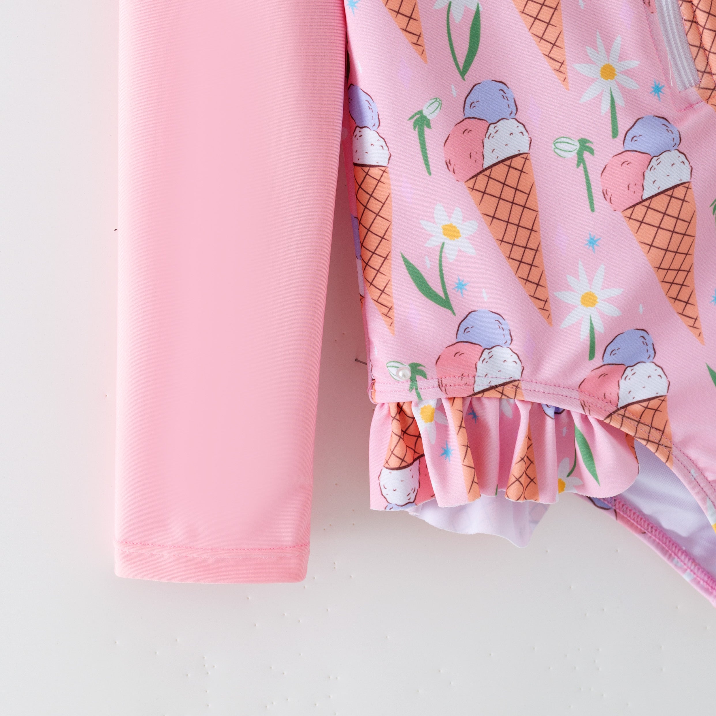 (In Stock)Girls Summer Ice Cream Print Swimsuit
