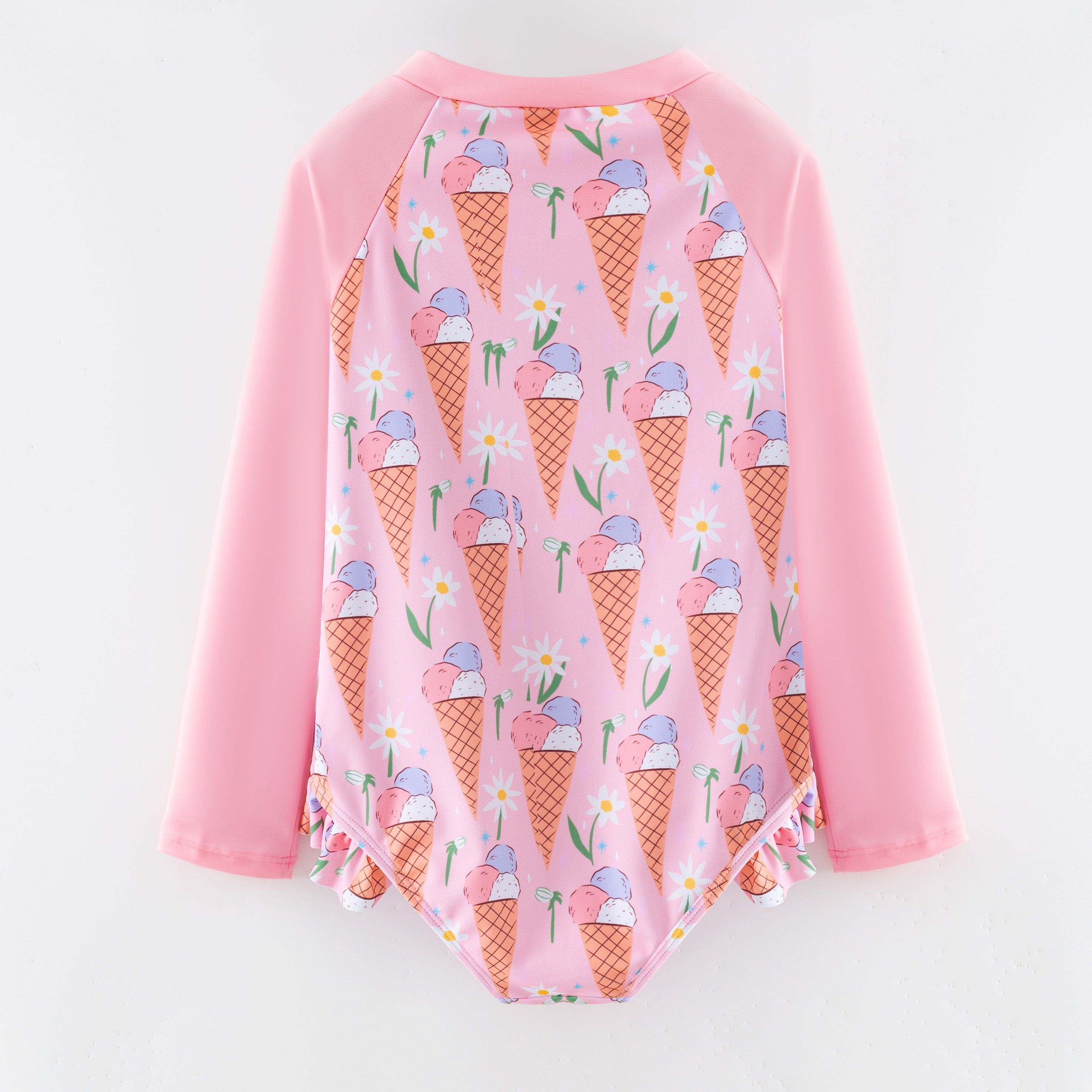 (In Stock)Girls Summer Ice Cream Print Swimsuit