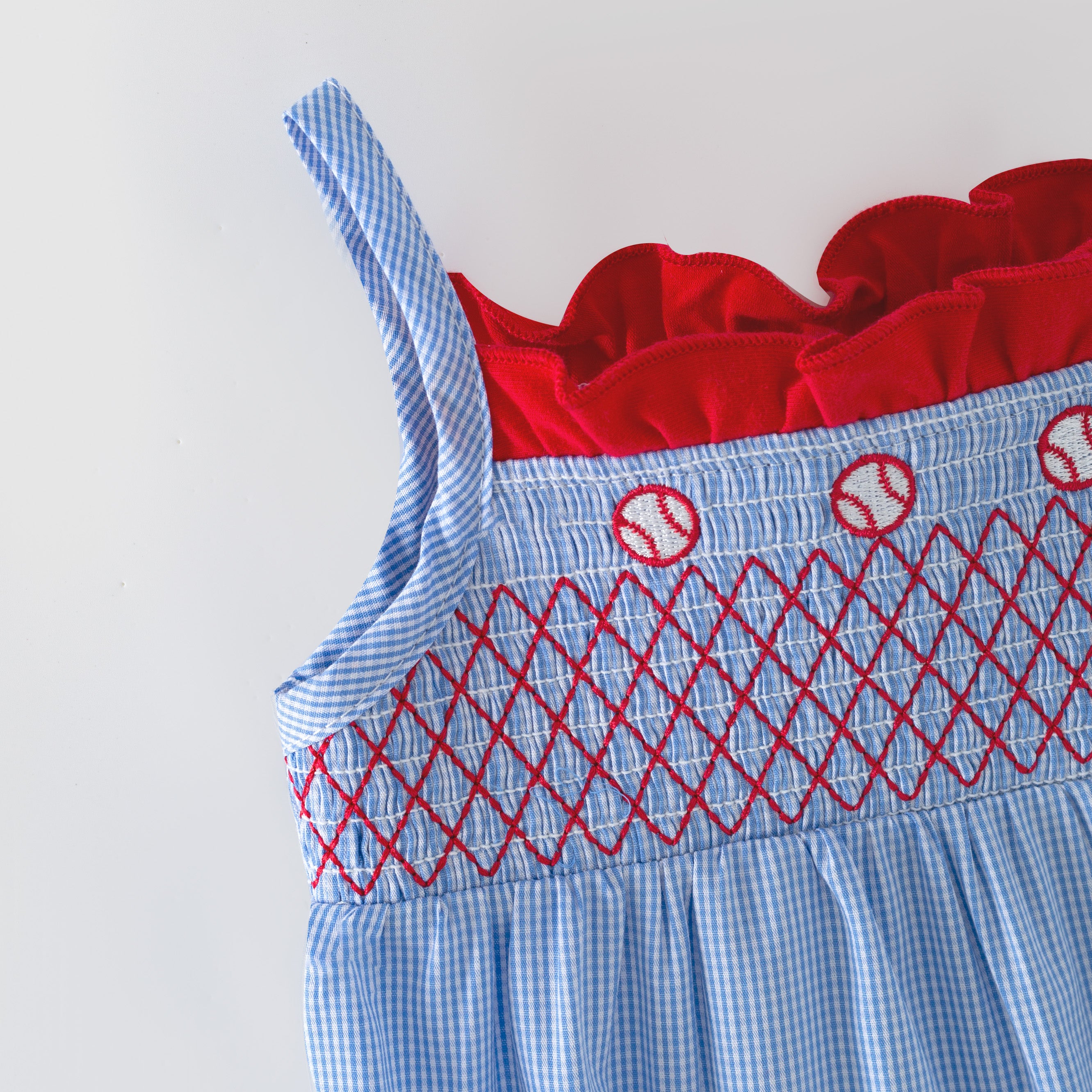 (In Stock)Siblings Spring&Summer Baseball Embroidery Romper