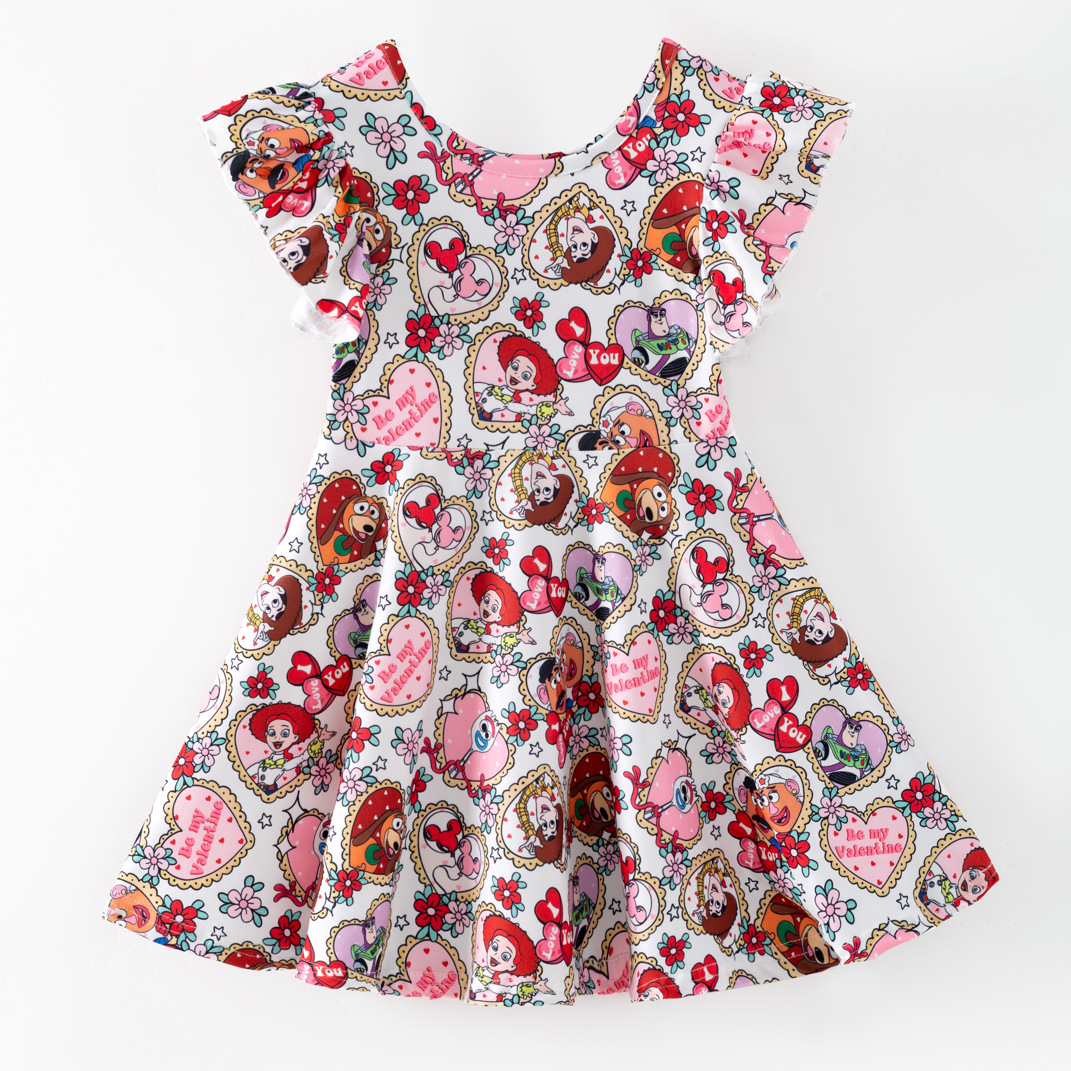 (Pre Order,Prepack Zone)Girls Valentine's Day Cartoon Print Dress(Mix Size)