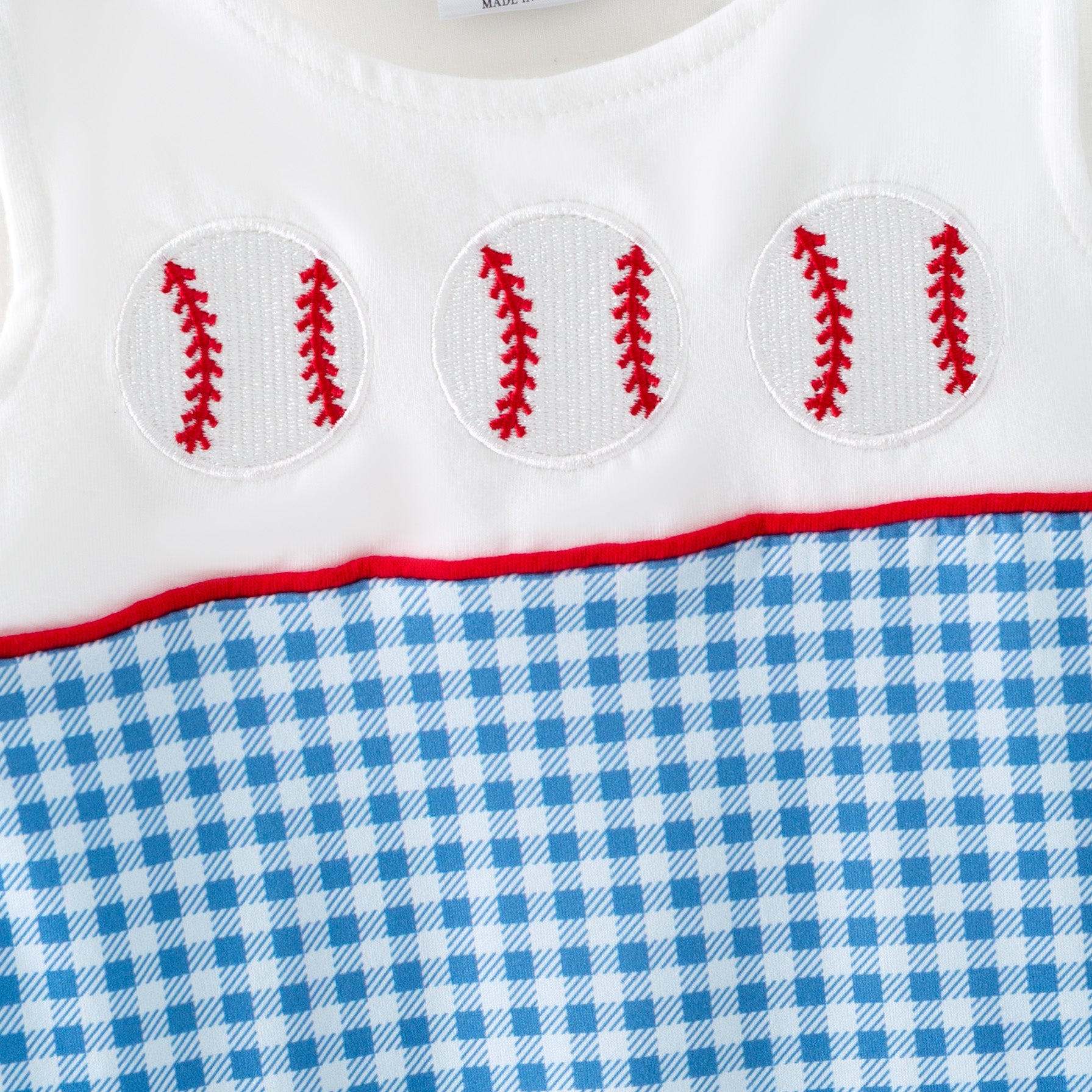 (In Stock)Siblings Spring&Summer Baseball Embroidery Romper