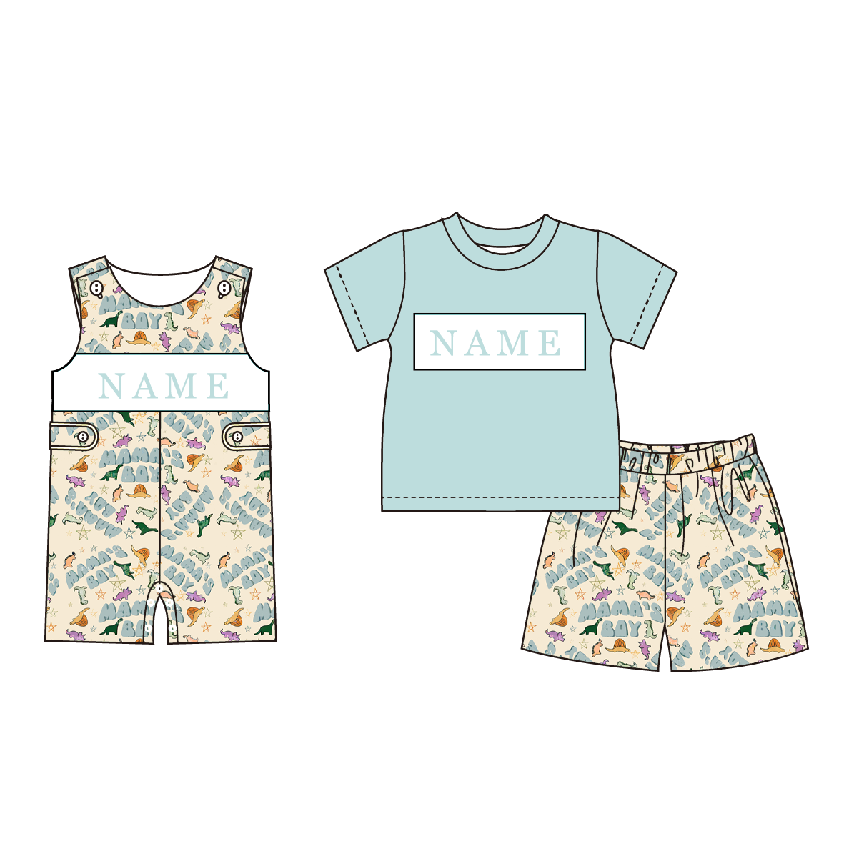 (Pre Order)Brothers MAMA'S BOY Embroidery Smocked Set&Romper-Customized name