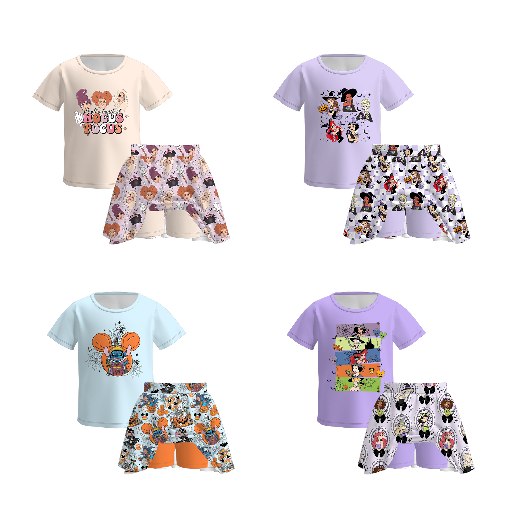 (Pre Order)Girls Halloween Print Skort Set