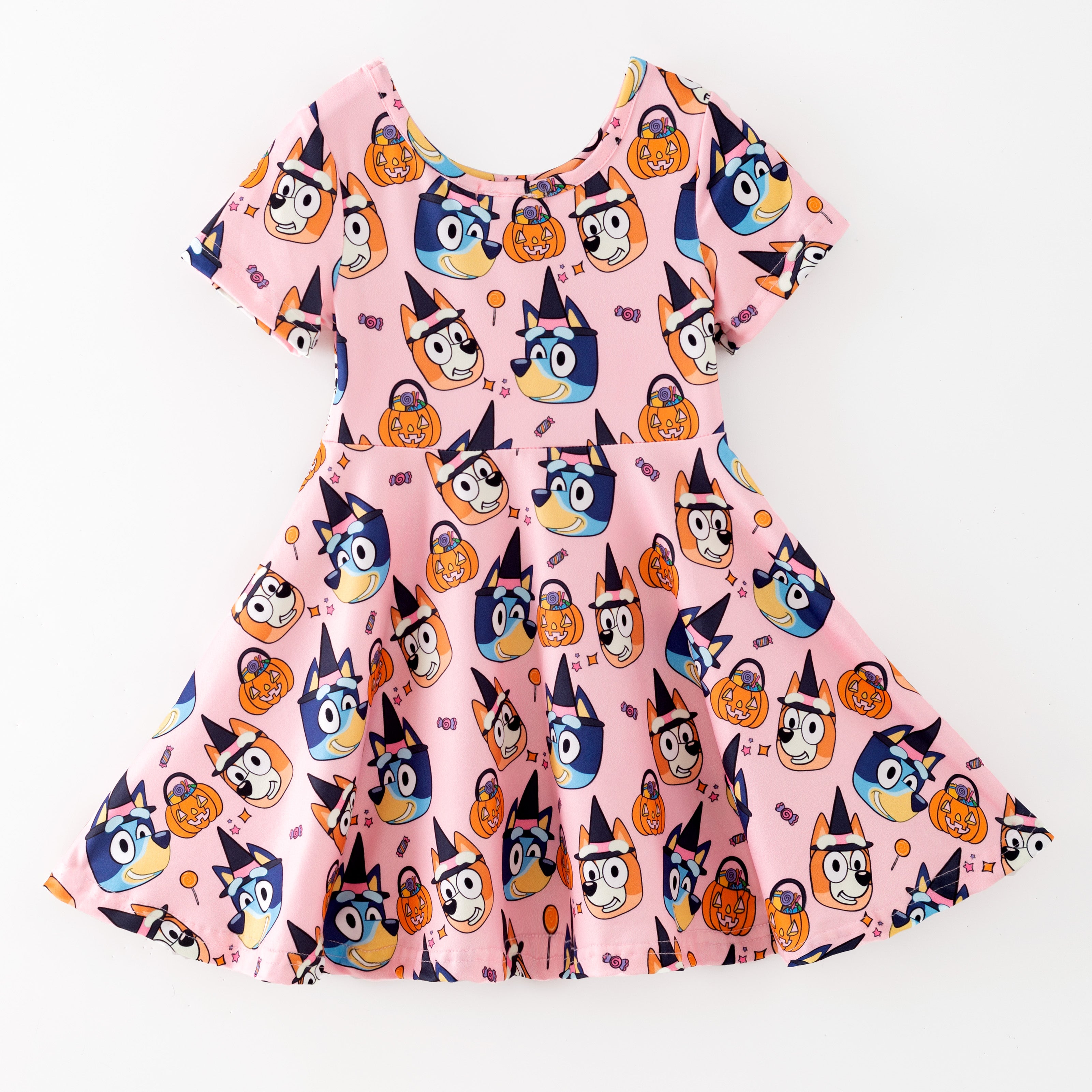 (Pre Order,Prepack Zone)Girls Fall Blue Dog Print Dress