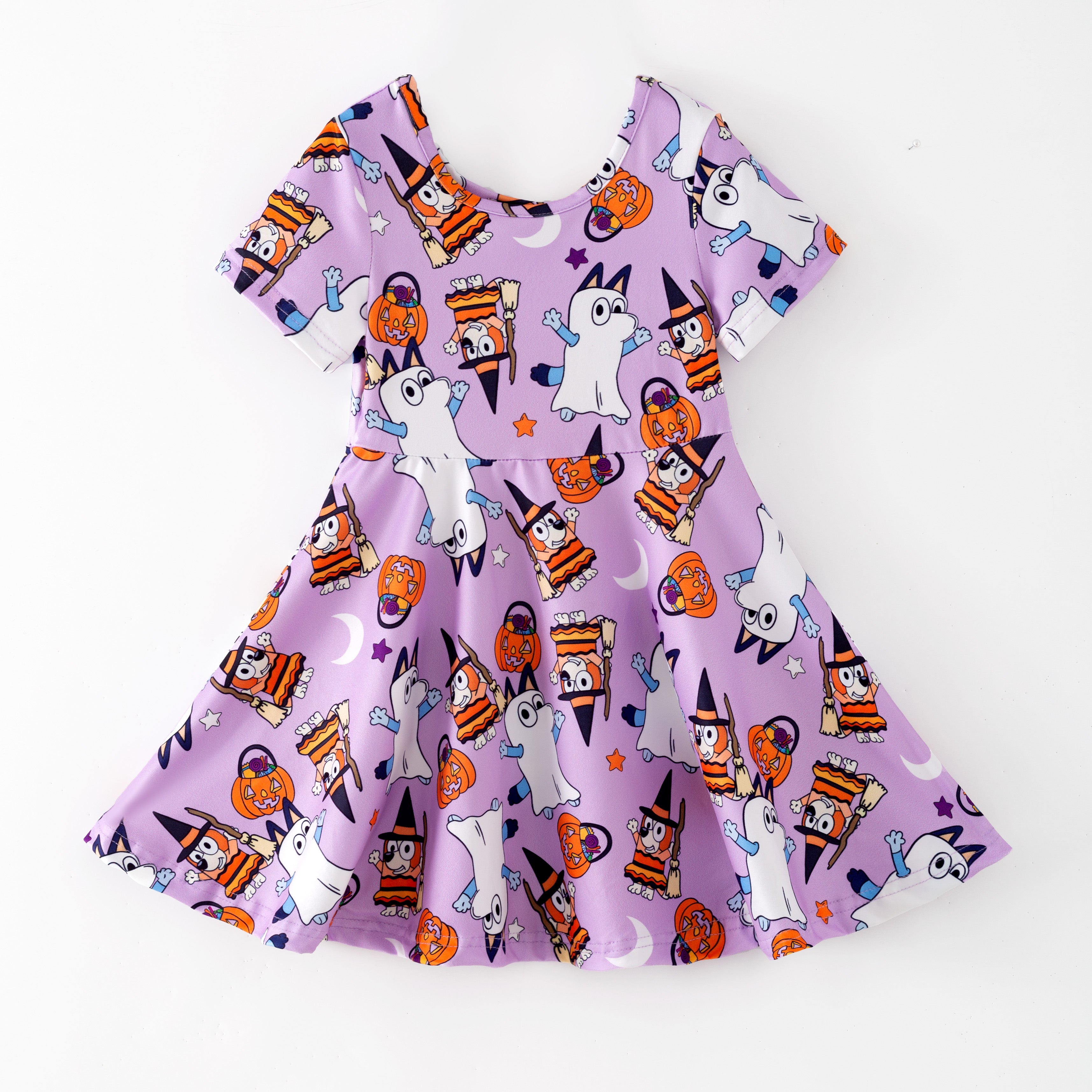 (Pre Order,Prepack Zone)Girls Fall Blue Dog Print Dress