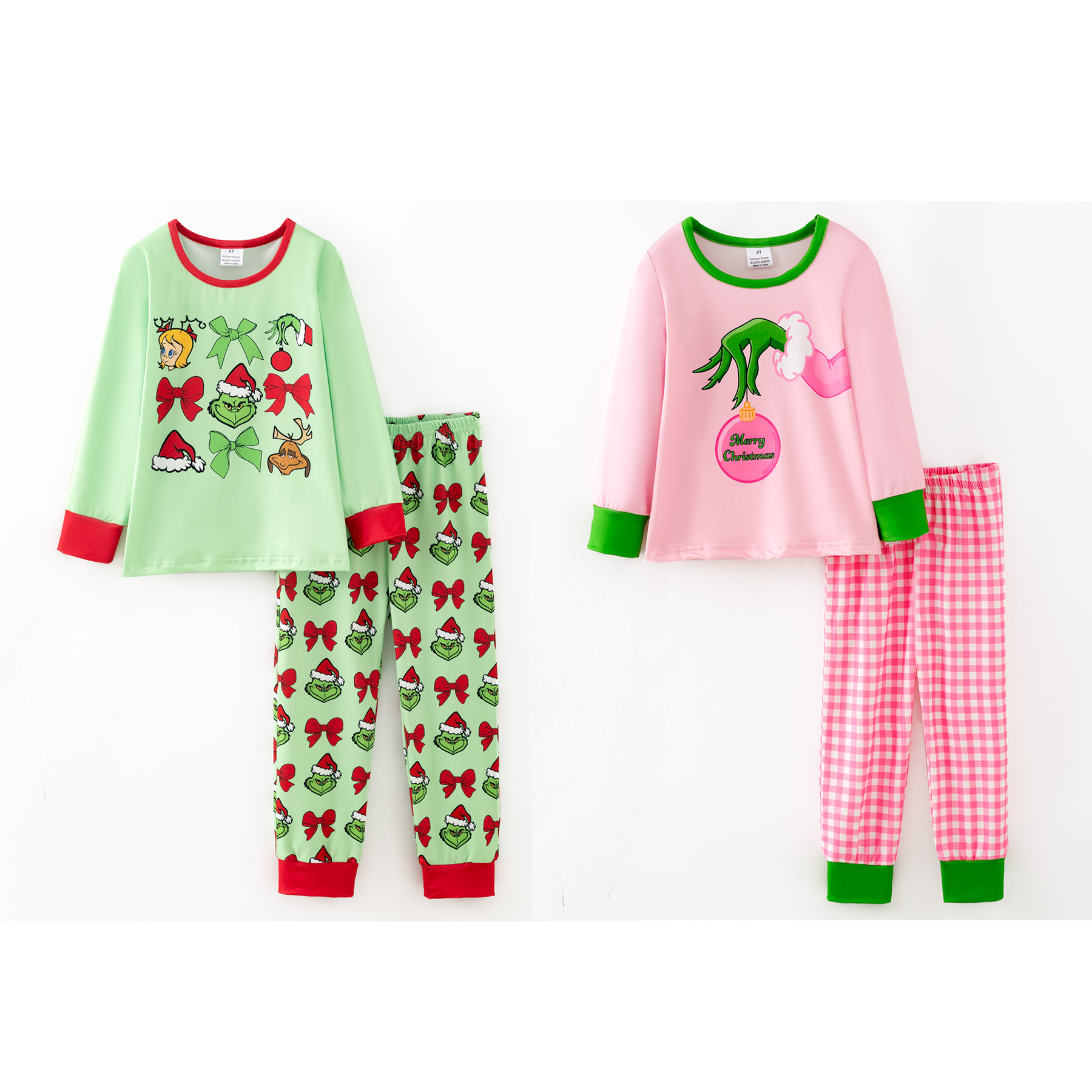 (Pre Order,Prepack Zone)Girls Christmas Cartoon Print Pajamas(Mix Size)