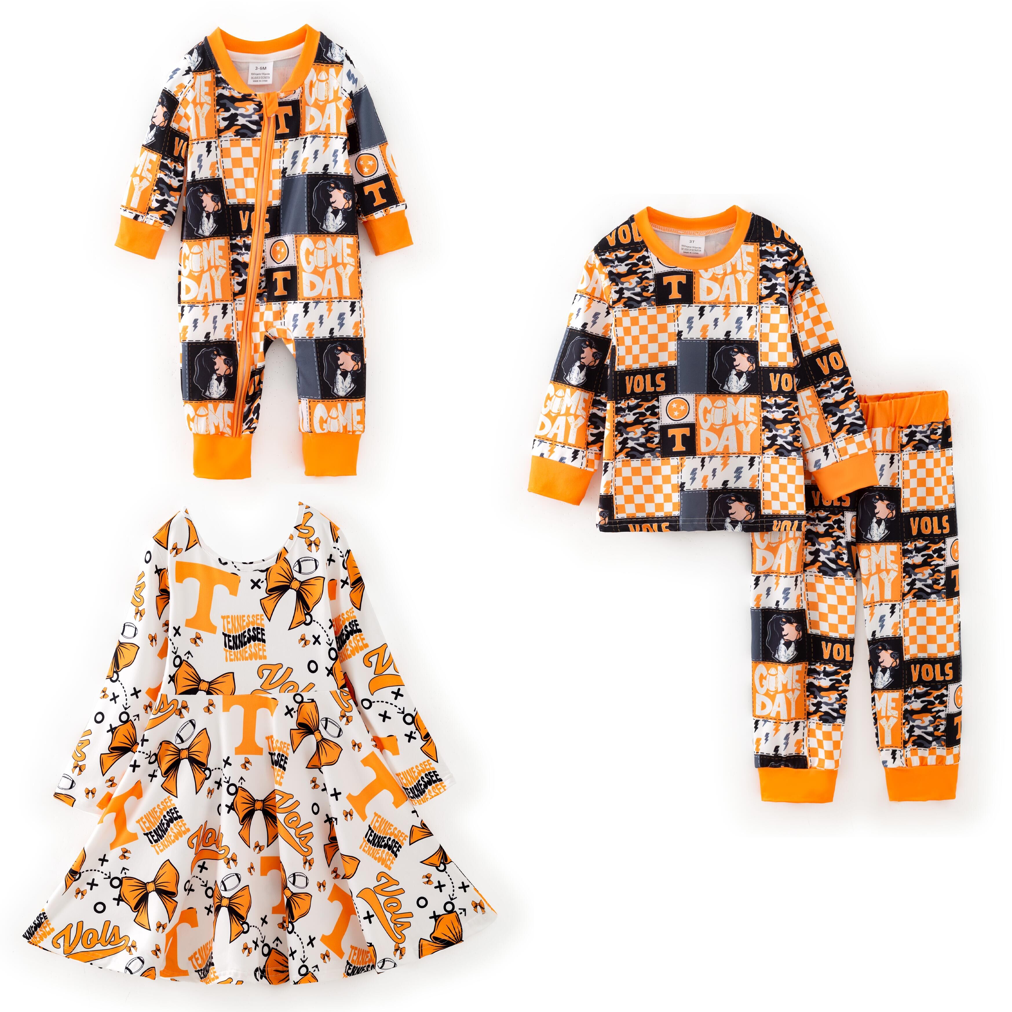 (Pre Order,Prepack Zone)Siblings Football Team Print Dress,Set&Romper