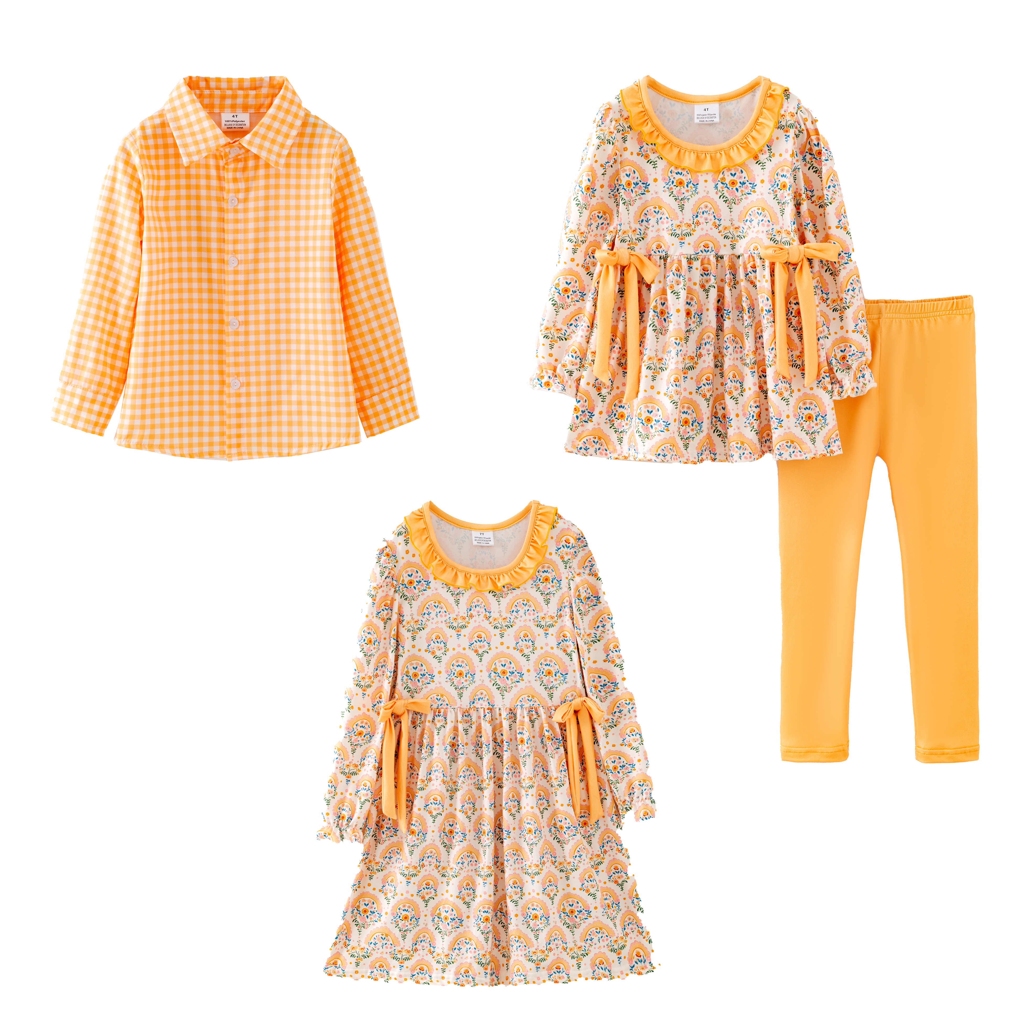 (Pre Order,Prepack Zone)Girls Christmas Floral Print Dress,Set&Top(Mix Size)