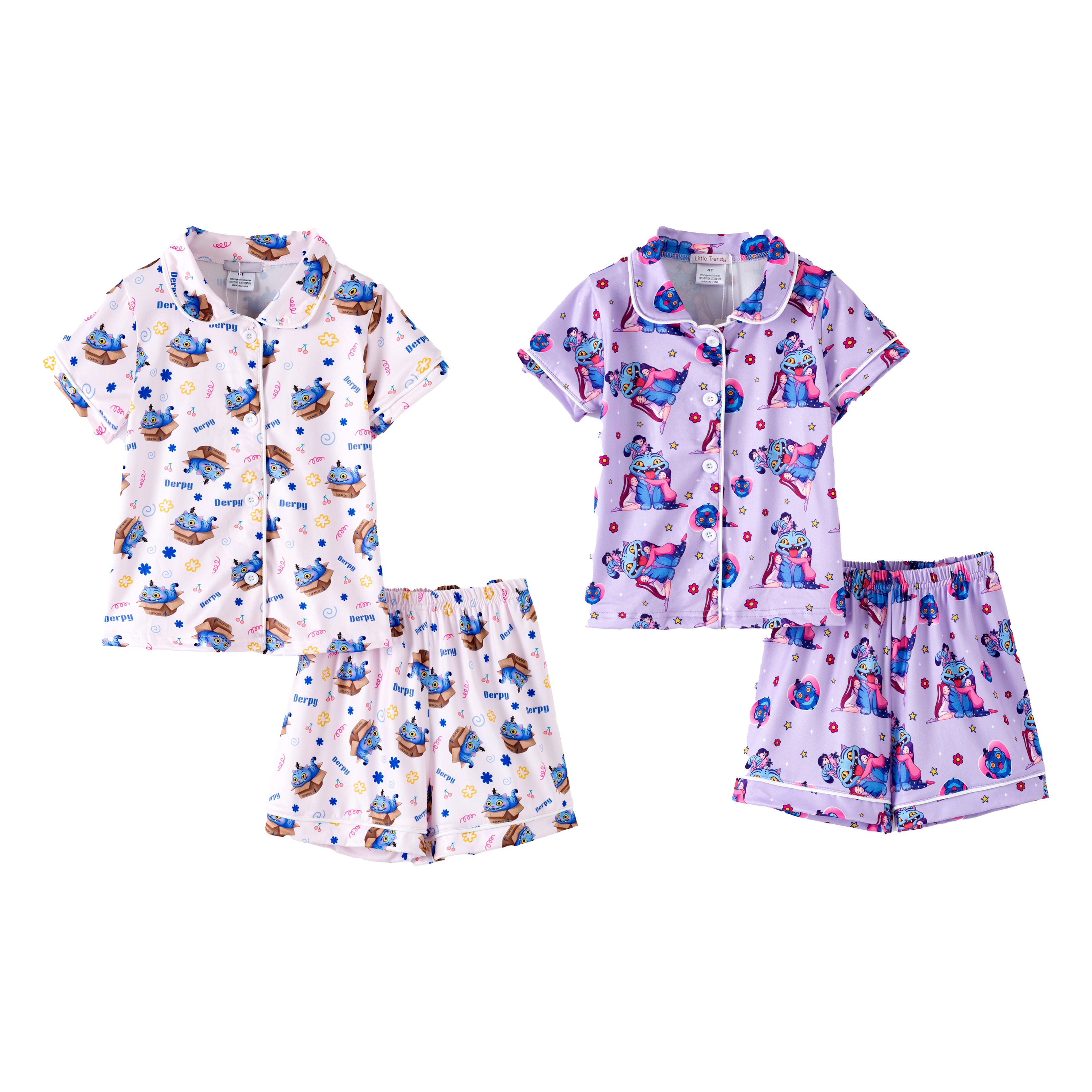 (Pre Order,Prepack Zone)Girls Movie Character Print Pajamas(Mix Size)