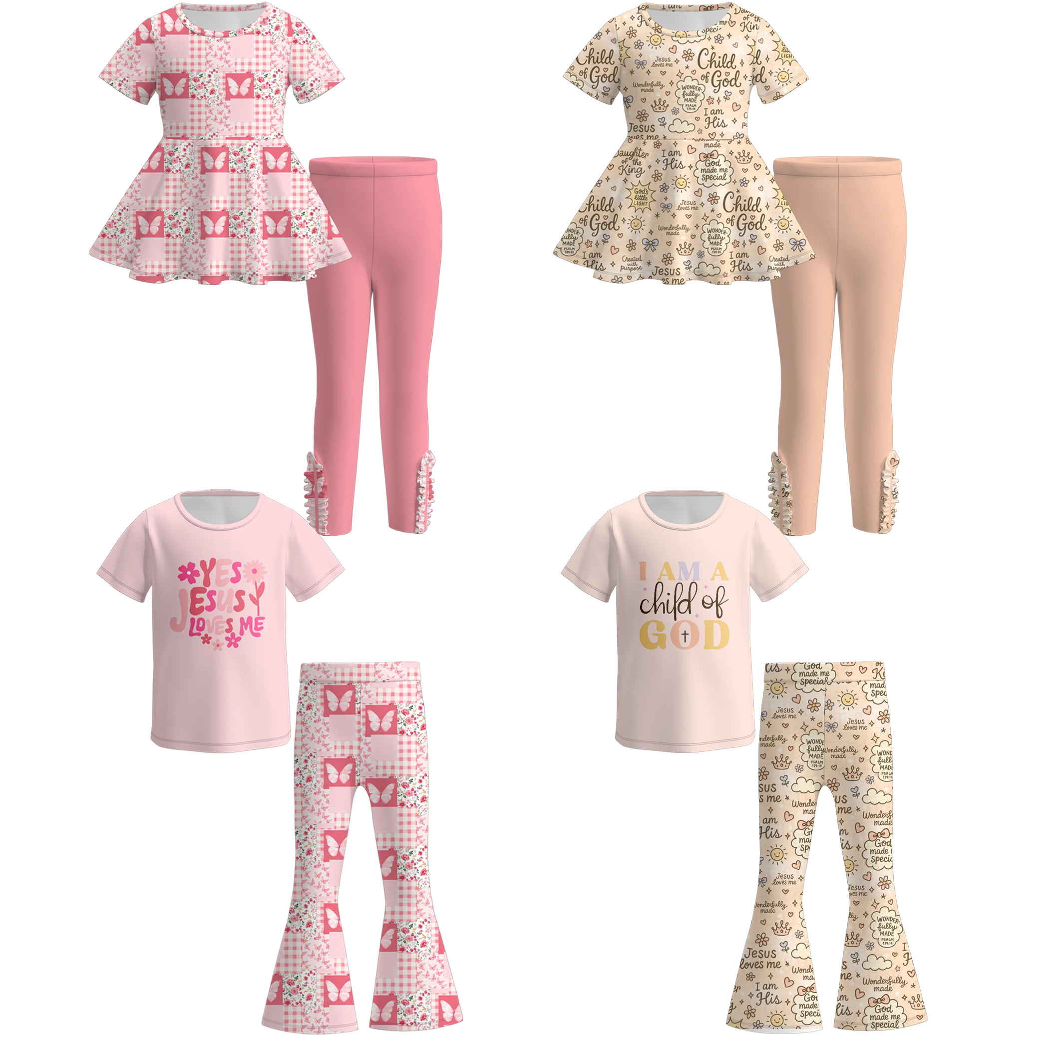 (Pre Order)Girls Spring&Summer Print Outfit Set