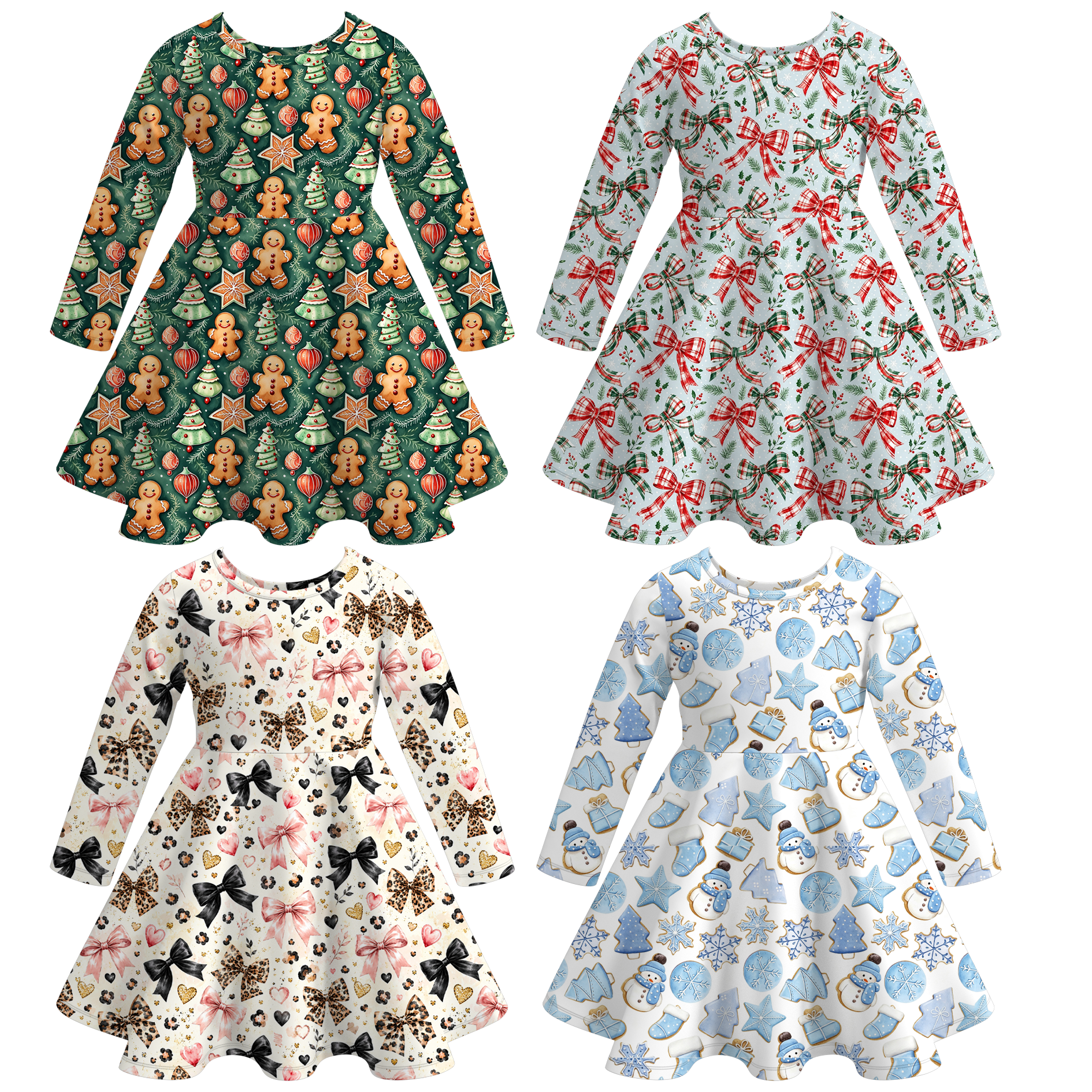 (Pre Order)Girls Christmas Print Dress
