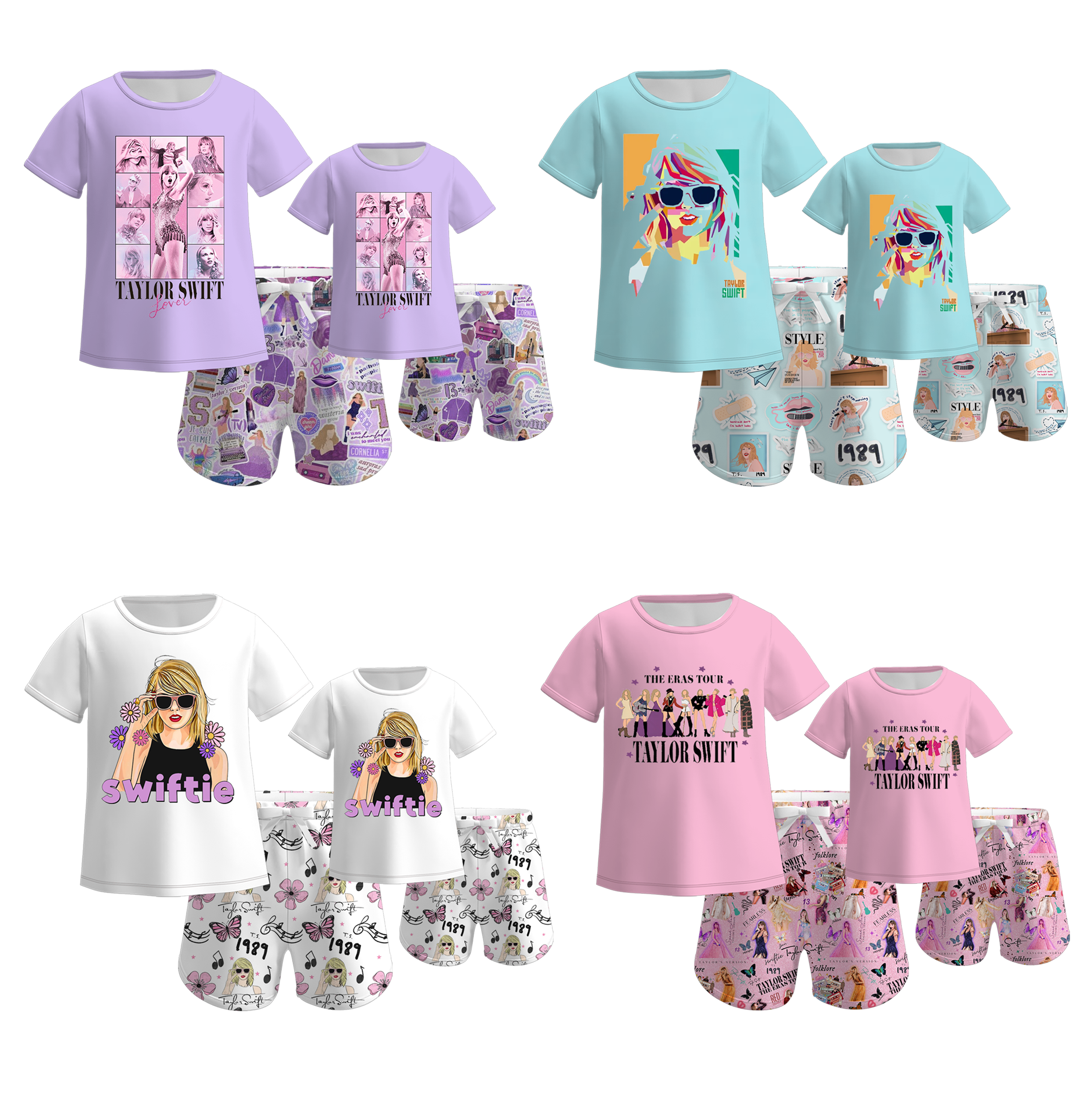 (Pre Order)TS Print Mommy and Me Short Set Pajamas