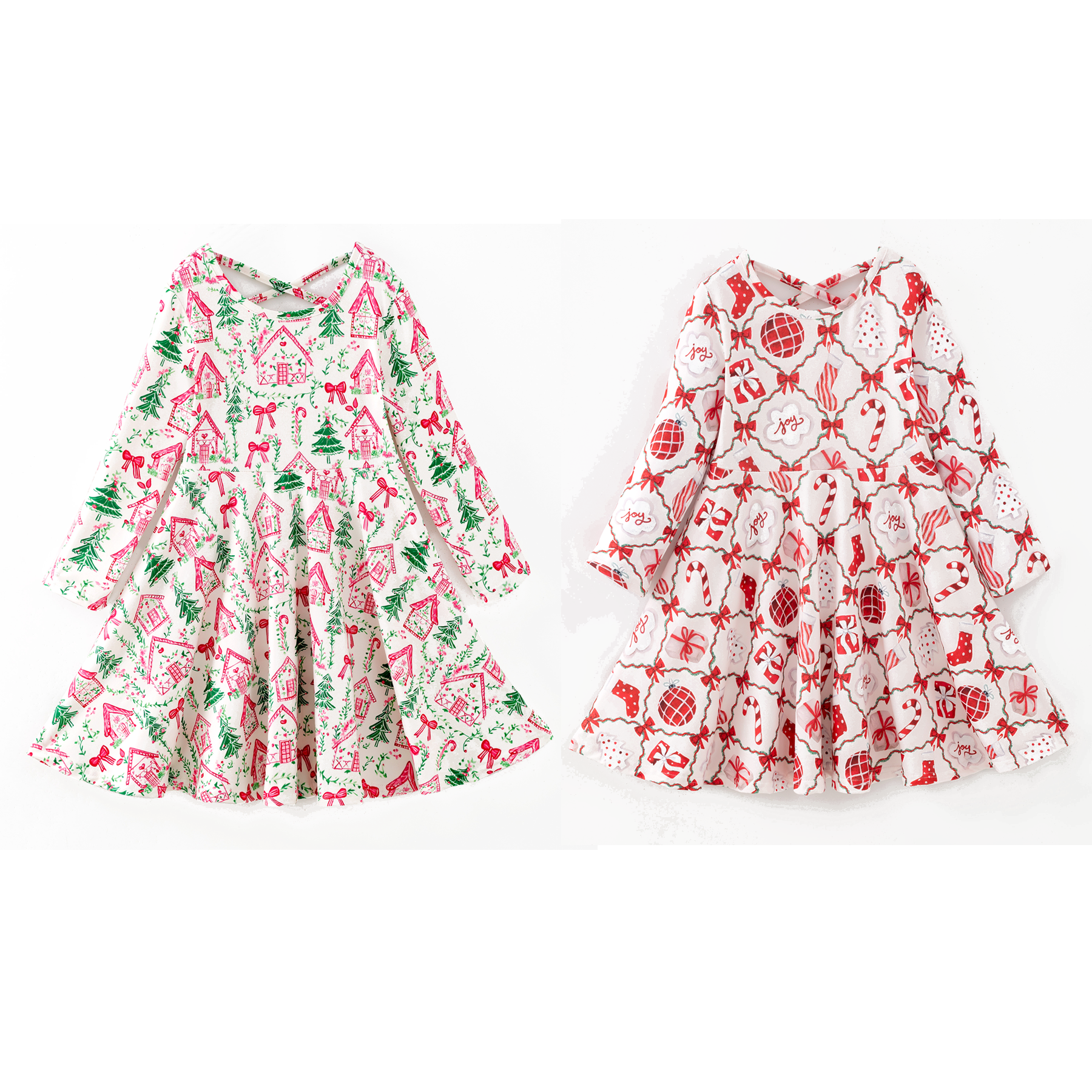 (Pre Order,Prepack Zone)Girls Christmas Print Dress(Mix Size)