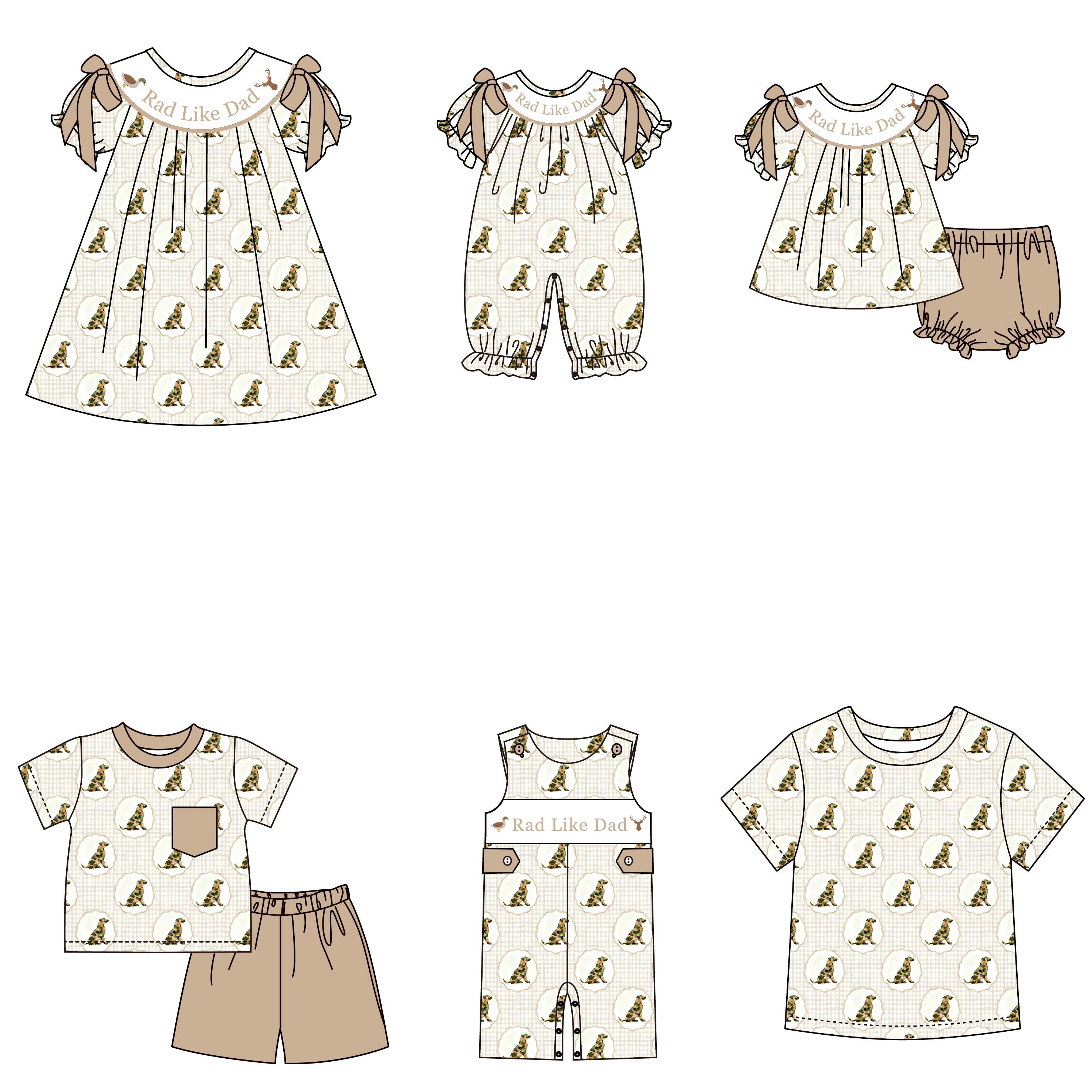 (Pre Order)Family Spring&Summer Animal Embroidery Smocked Dress,Set&Romper