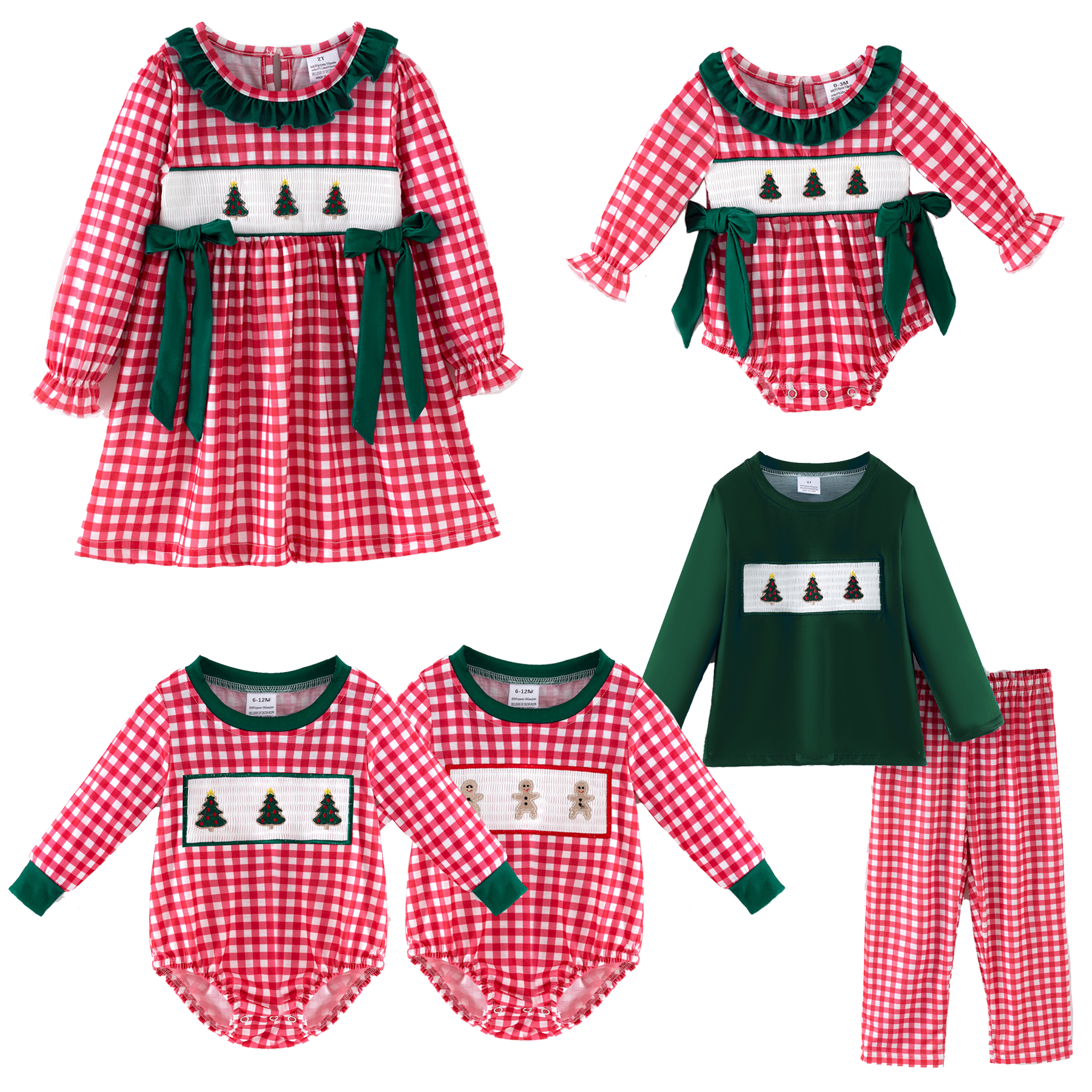 (Pre Order,Prepack Zone)Family Christmas Embroidery Dress,Set&Romper(Mix Size)