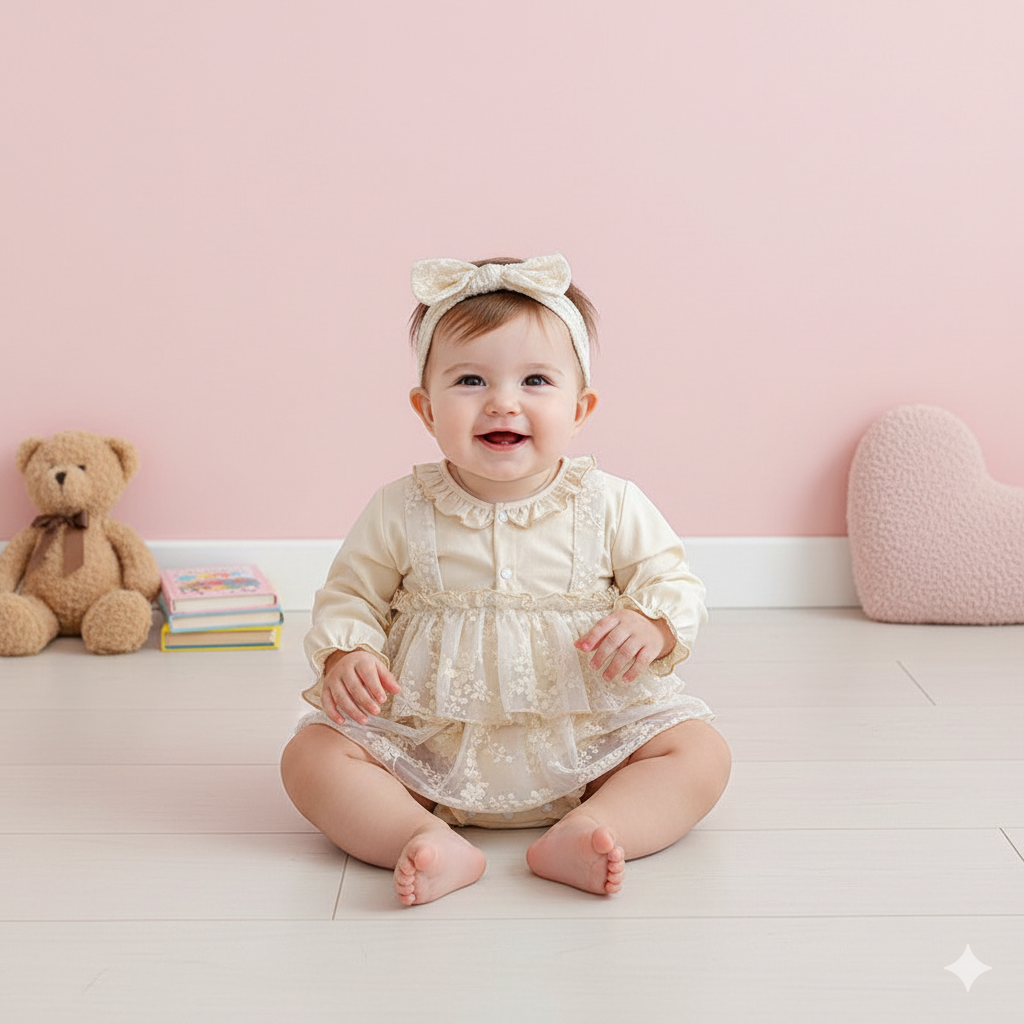 (In Production)Toddler Girls Fall&Winter Lace Ruffle Romper