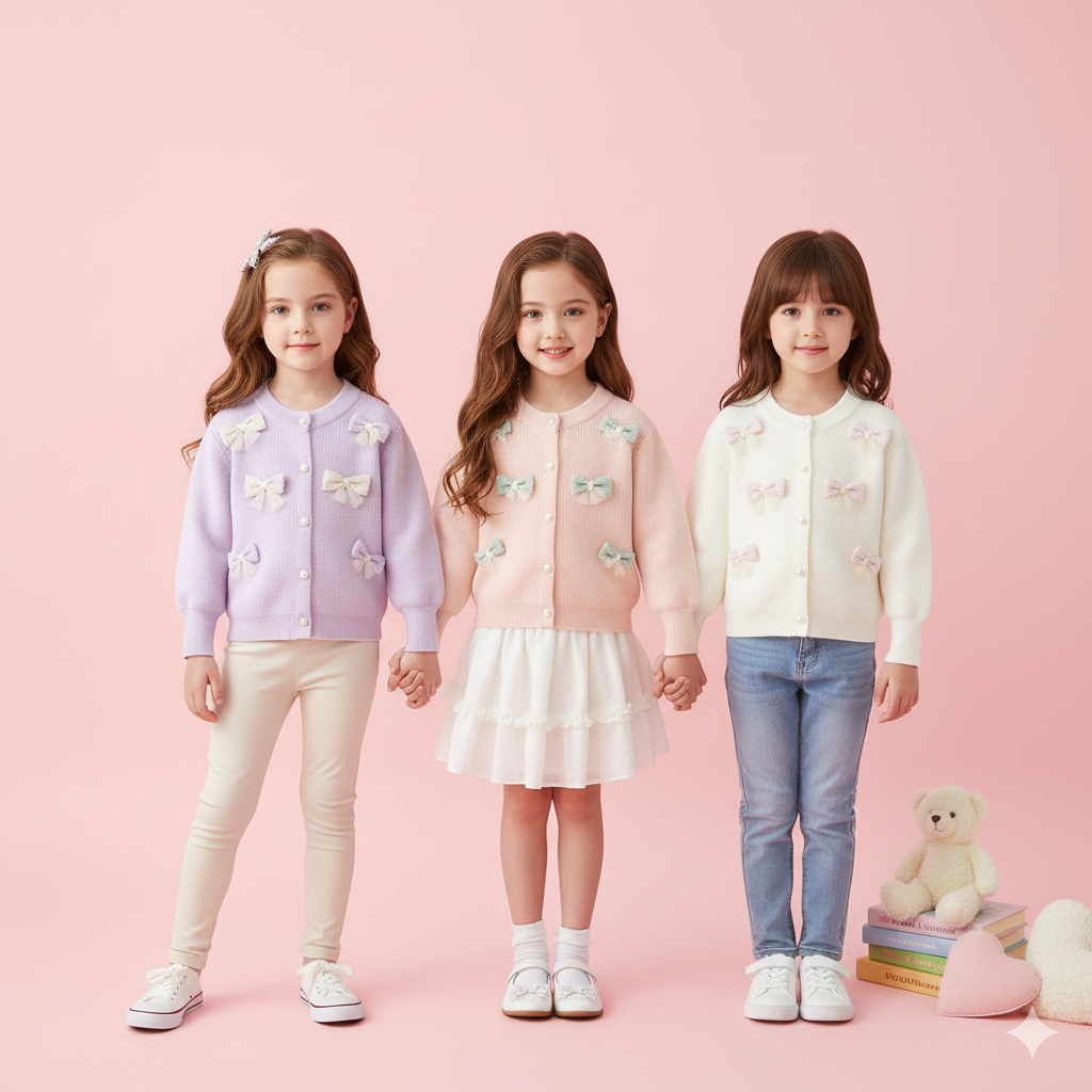 (In Production)Girls Fall&Winter Bow Sweater