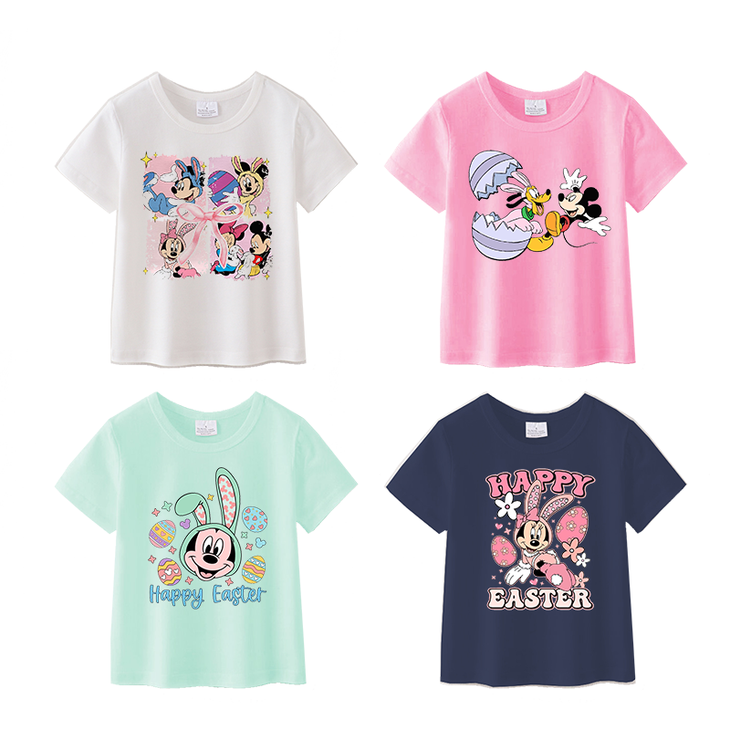 (Pre Order)Girls Easter Cartoon Print T-shirt