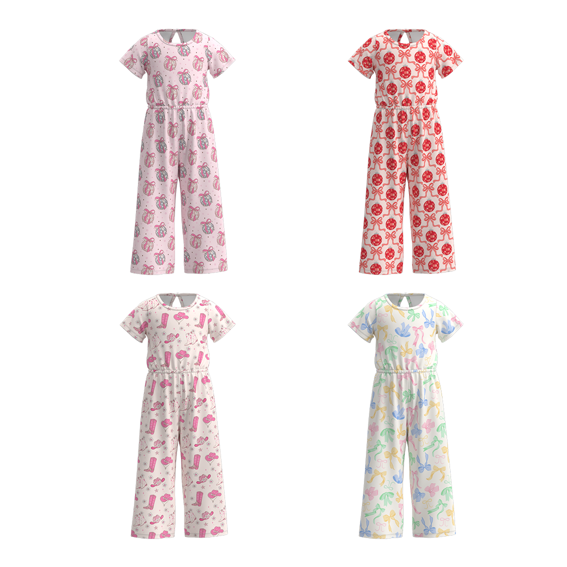 (Pre Order)Girls Valentine's Day Print Jumpsuit