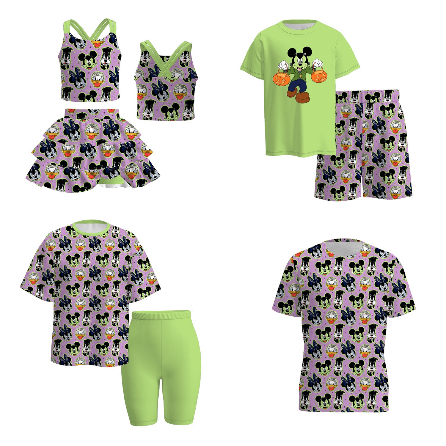 (Pre Order)Family Halloween Cartoon Print Set&Top
