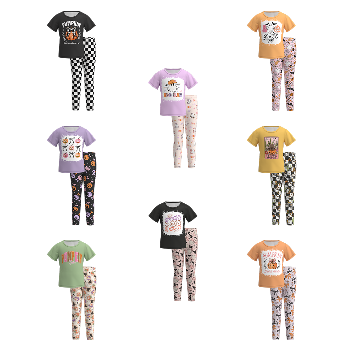 (Pre Order)Girls Halloween Print Outfit Set
