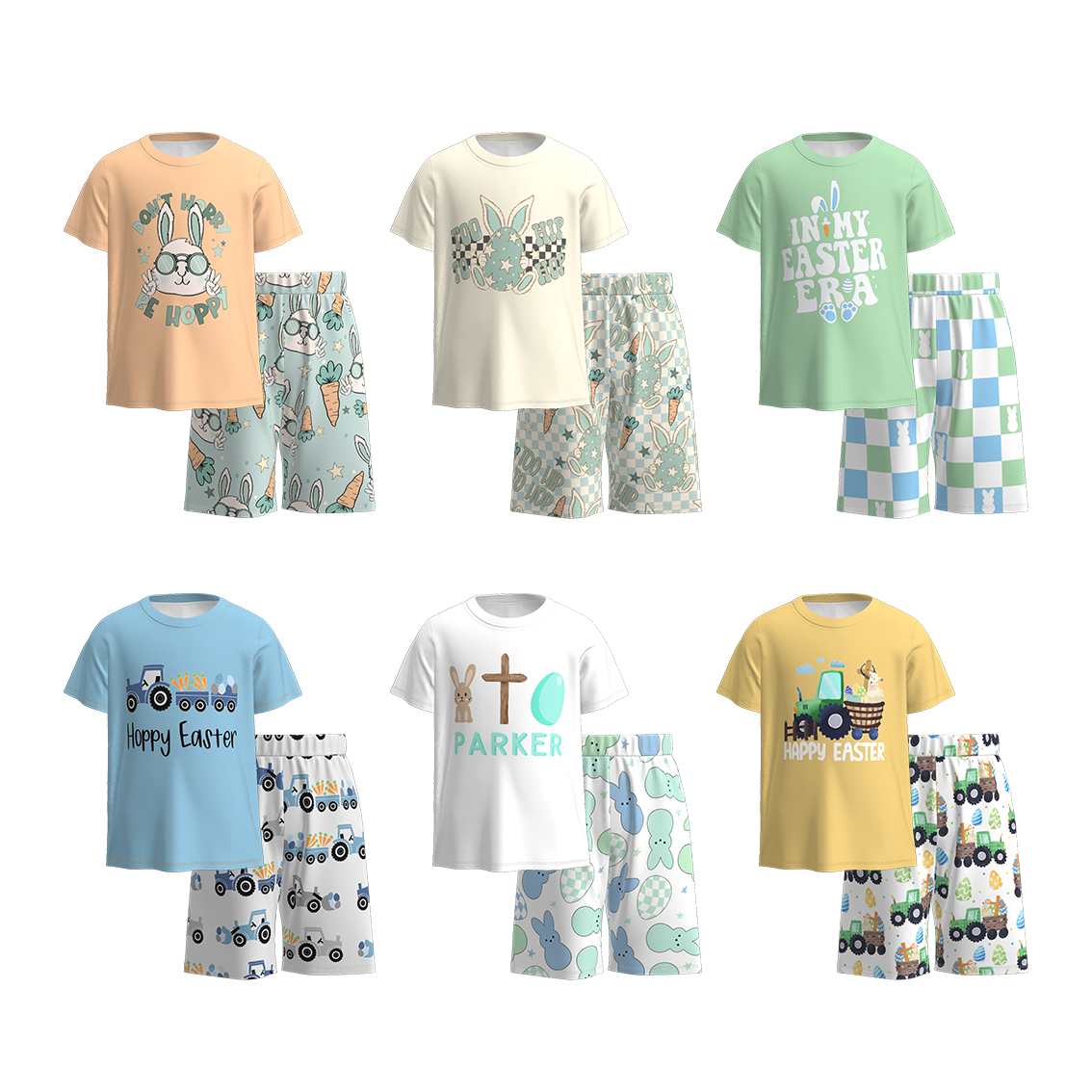 (Pre Order)Boys Easter Bunny Print Shorts Set