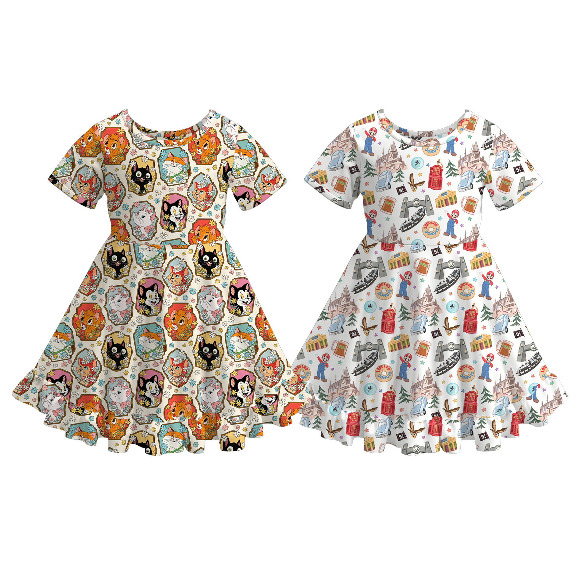 (Pre Order+Prepack Zone)Girls Spring&Summer Cartoon Print Dress(Mix Size)