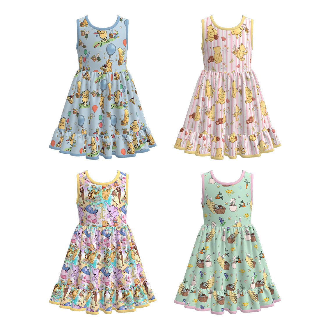 (Pre Order)Girls Spring and Summer Cartoon Print Dress