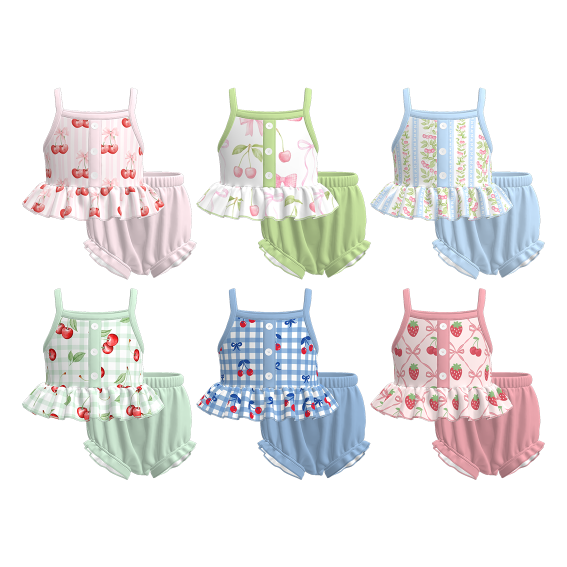(Pre Order)Toddler Girls Spring and Summer Cherry Print Romper