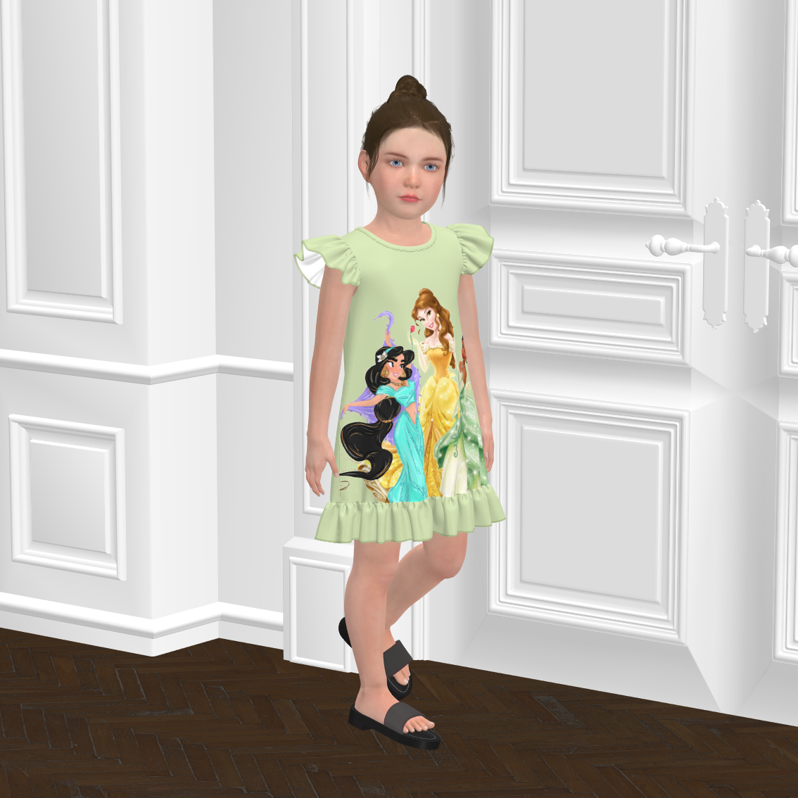 (Pre Order)Girls Spring and Summer Cartoon&Princess Print Pajamas