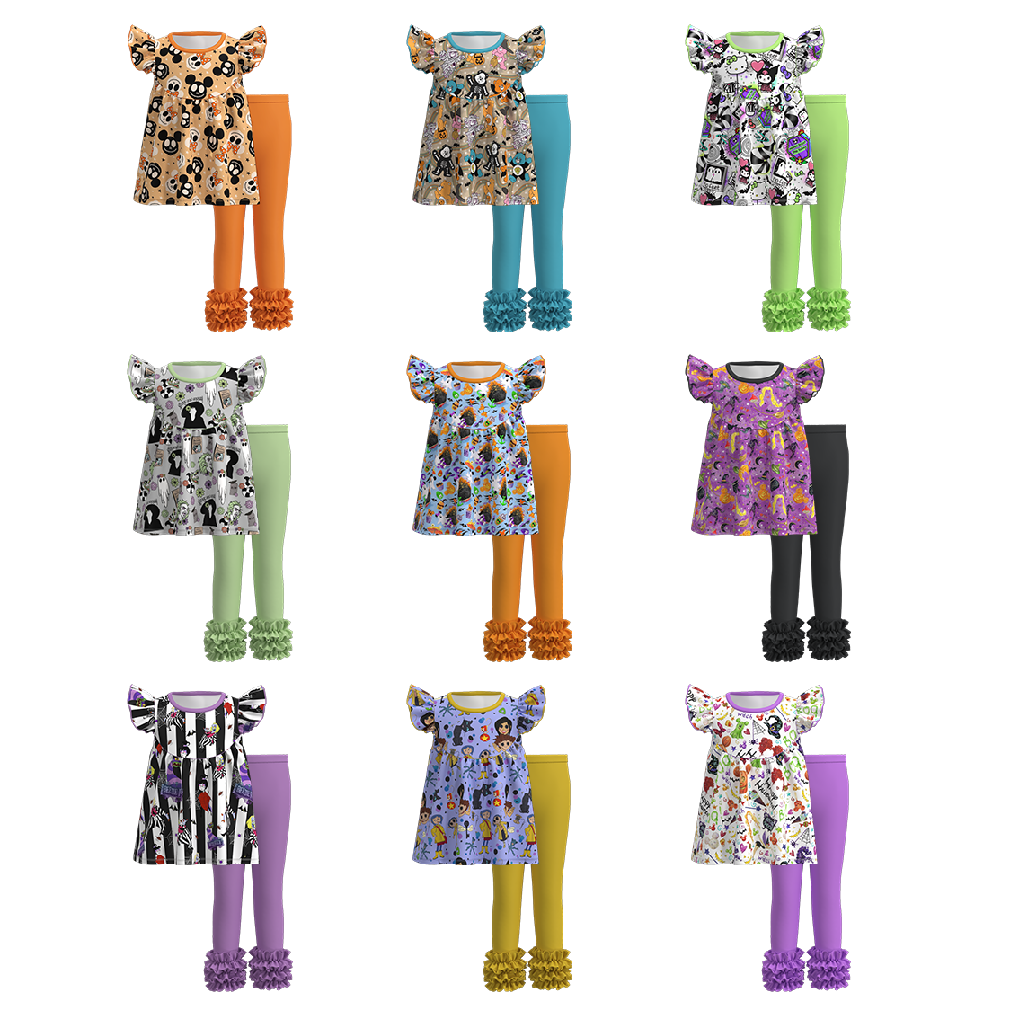 (Pre Order)Girls Halloween Print Outfit Set