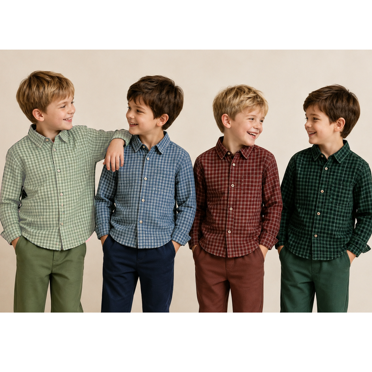 (Weekly Pre-Order)Boys Fall Plaid Four-way Stretch Shirt(Ends 8.30)