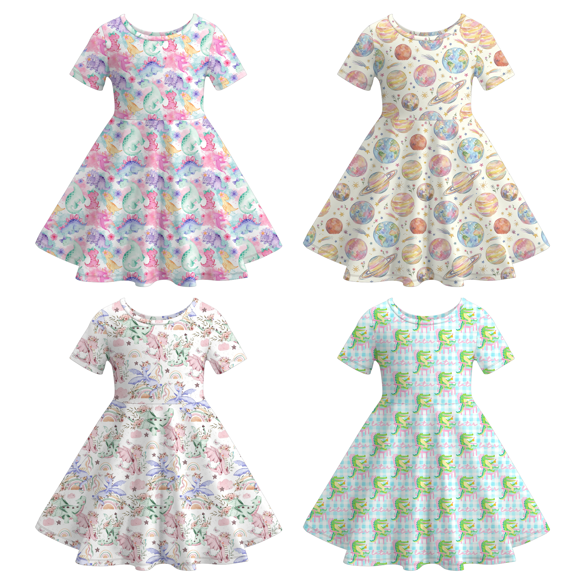 (Pre Order+Prepack Zone)Girls Summer Cartoon Print Dress