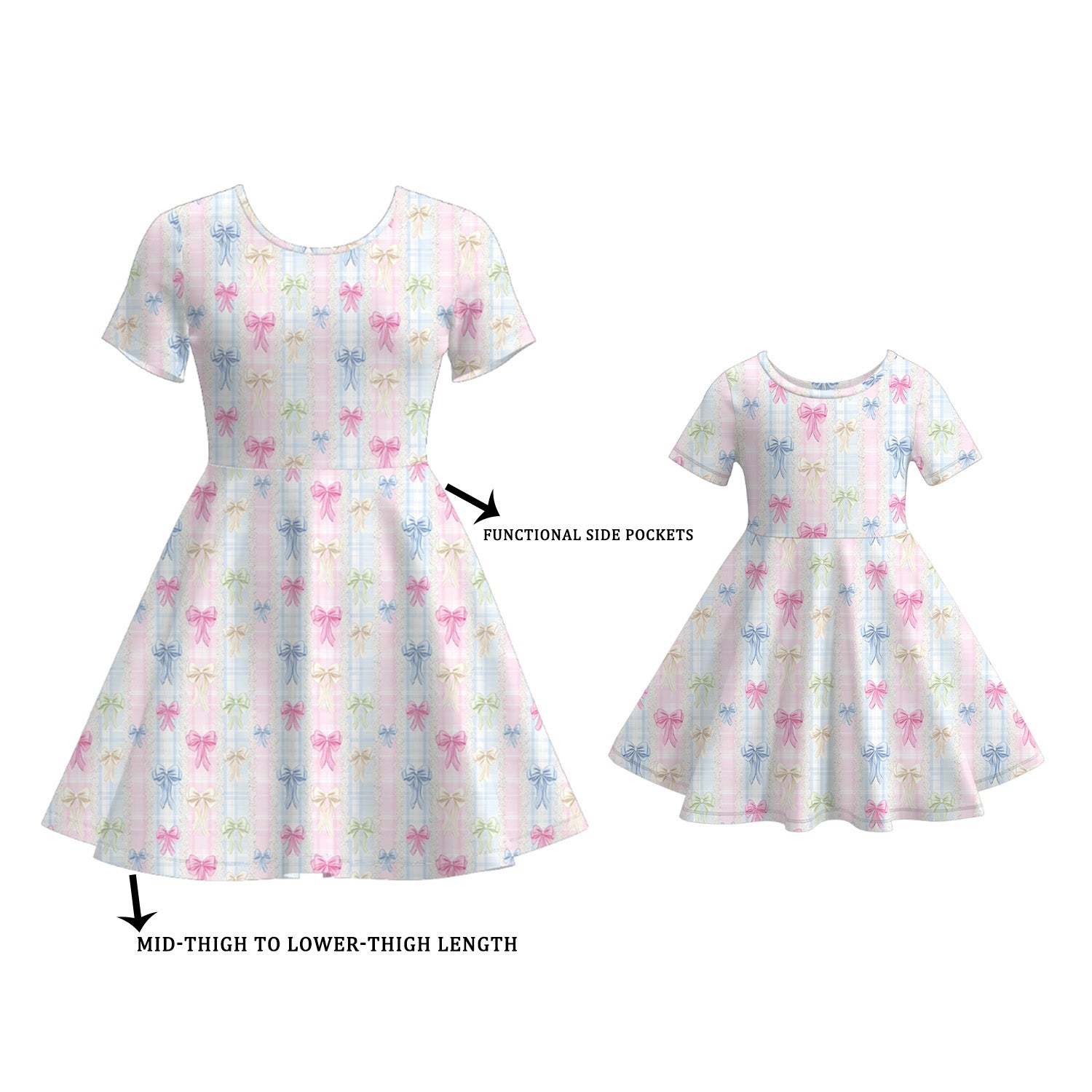 (Pre Order)Mommy and Me Spring&Summer Bow Print Dress