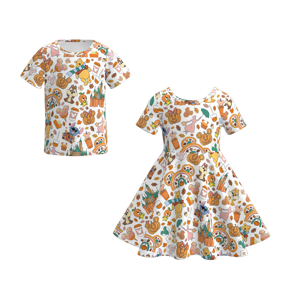(Pre Order)Girls Halloween Print Dress&Top