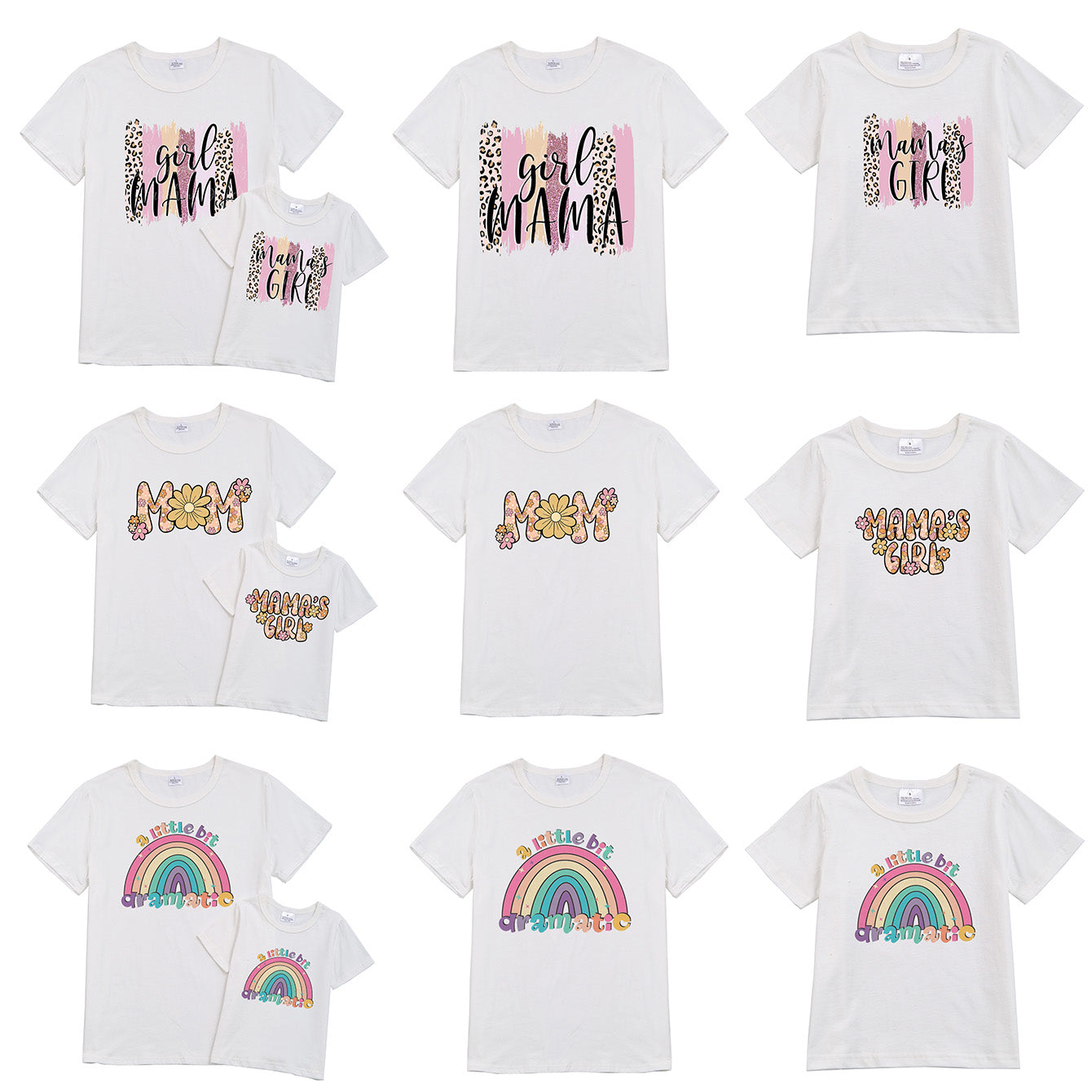 (Pre Order)Summer Rainbow Print Mommy and Me Short Sleeve T-Shirt