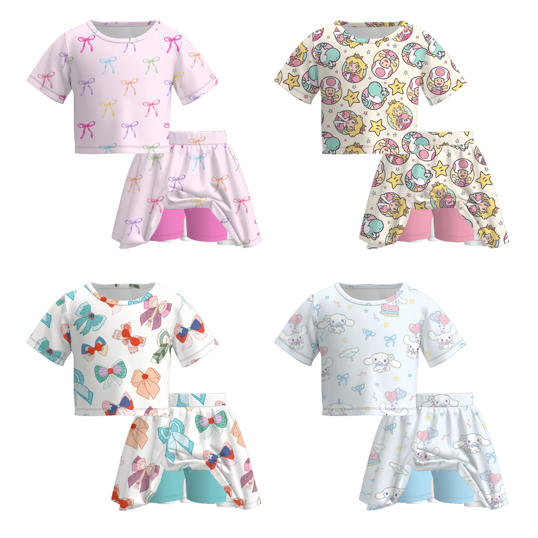 (Pre Order)Girls Spring and Summer Print Skort Set