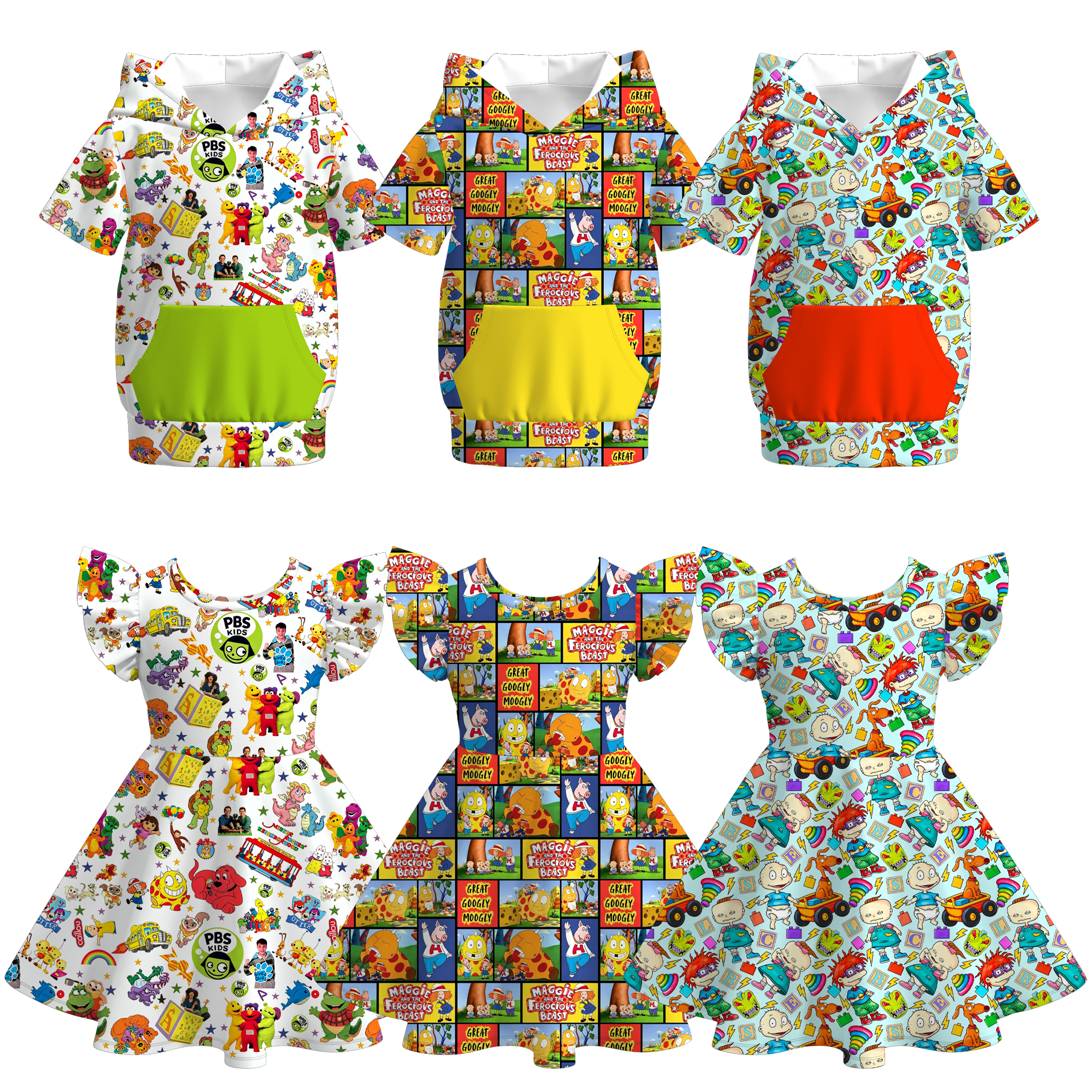 (Pre Order+Prepack Zone)Siblings Summer Cartoon Print Dress&Hoodie