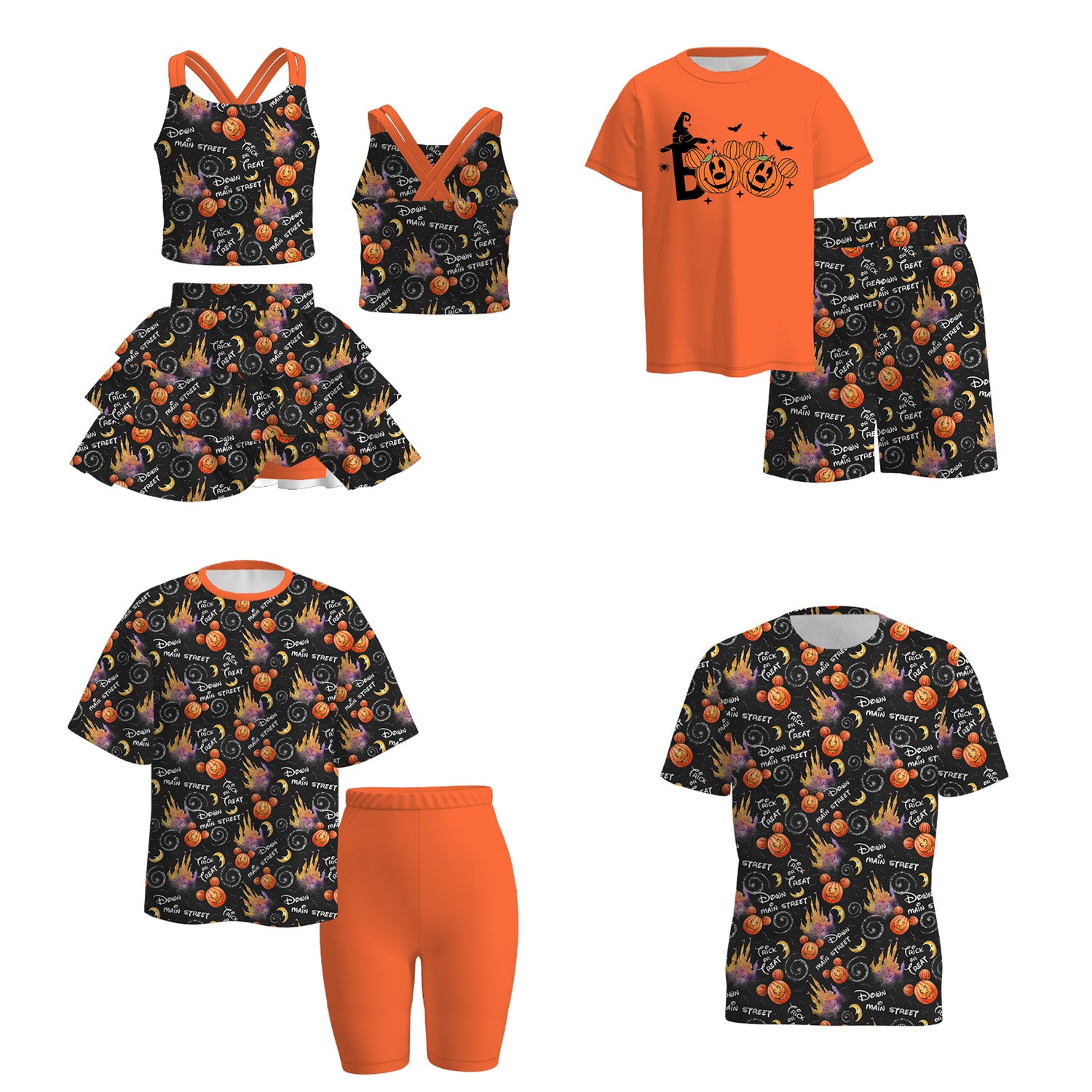 (Pre Order)Family Halloween Cartoon Print Set&Top