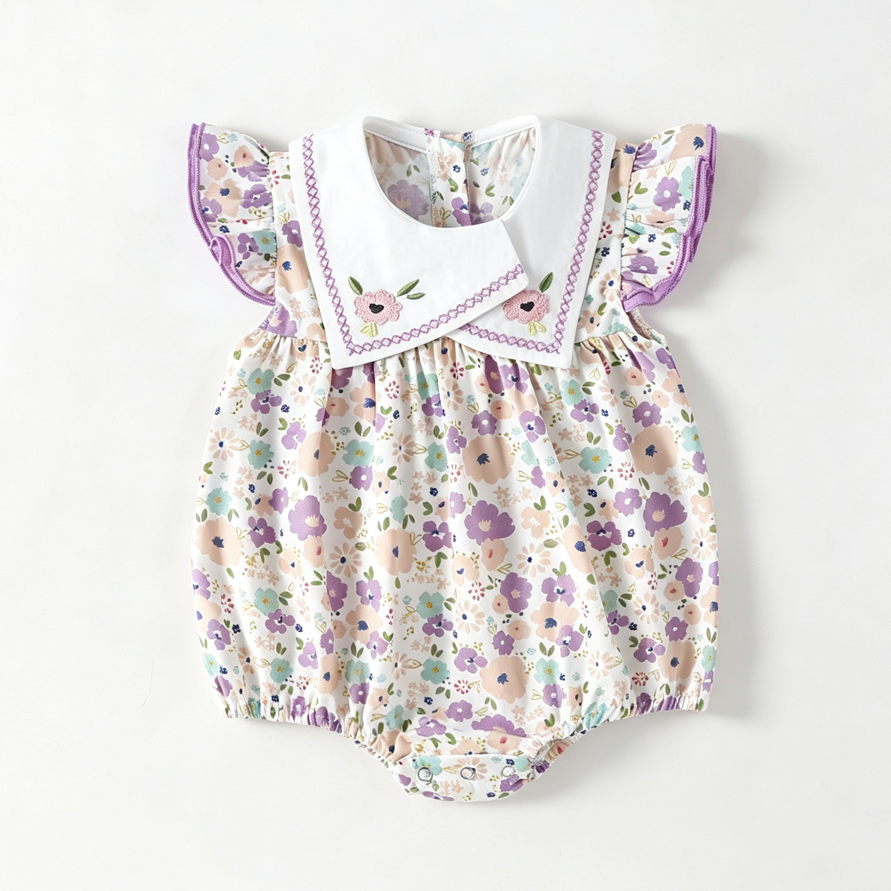 (Pre Order 2 Weeks)Toddler Girls Floral Embroidery Romper