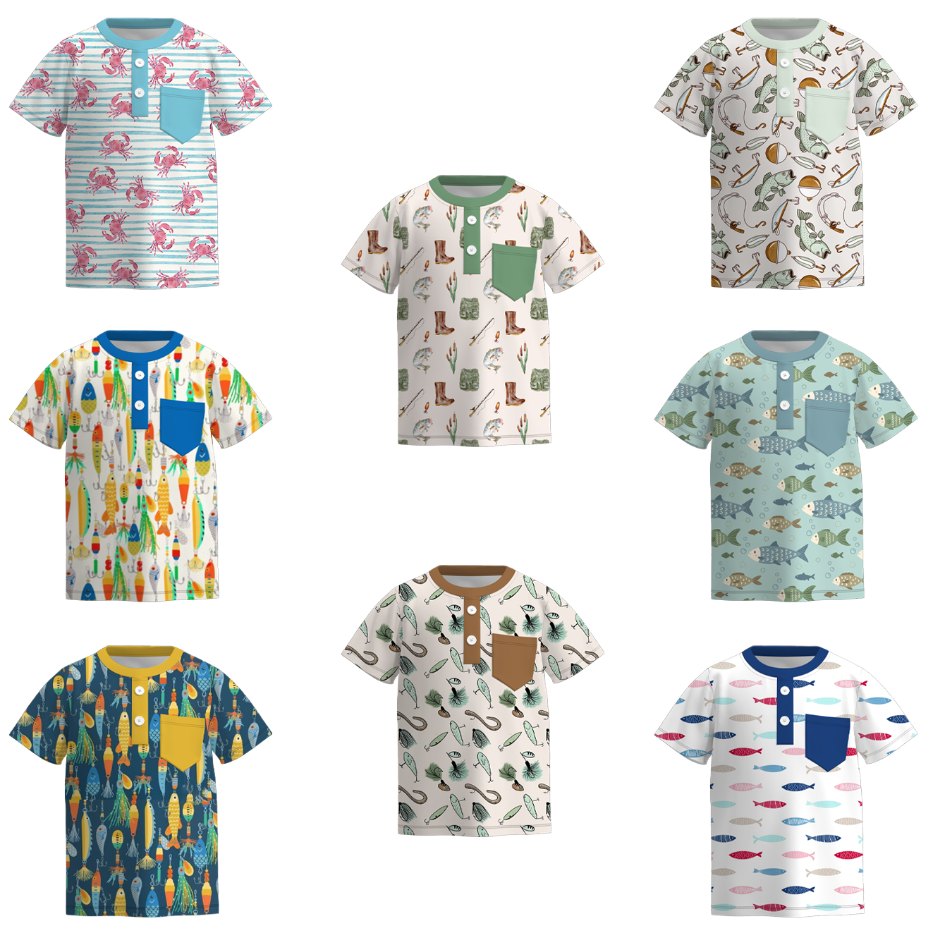 (Pre Order)Boys Summer Seaside Print Top