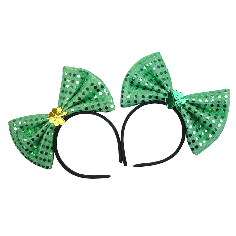 (Pre Order)Girls St.Patrick's Day Shamrock Bow Headband and Triple Tulle Skirt