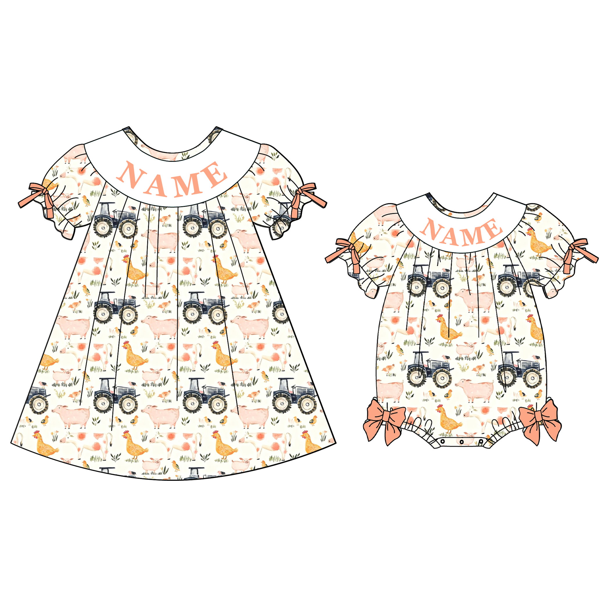 (Pre Order)Sisters Spring Farm Embroidery Smocked Dress&Romper