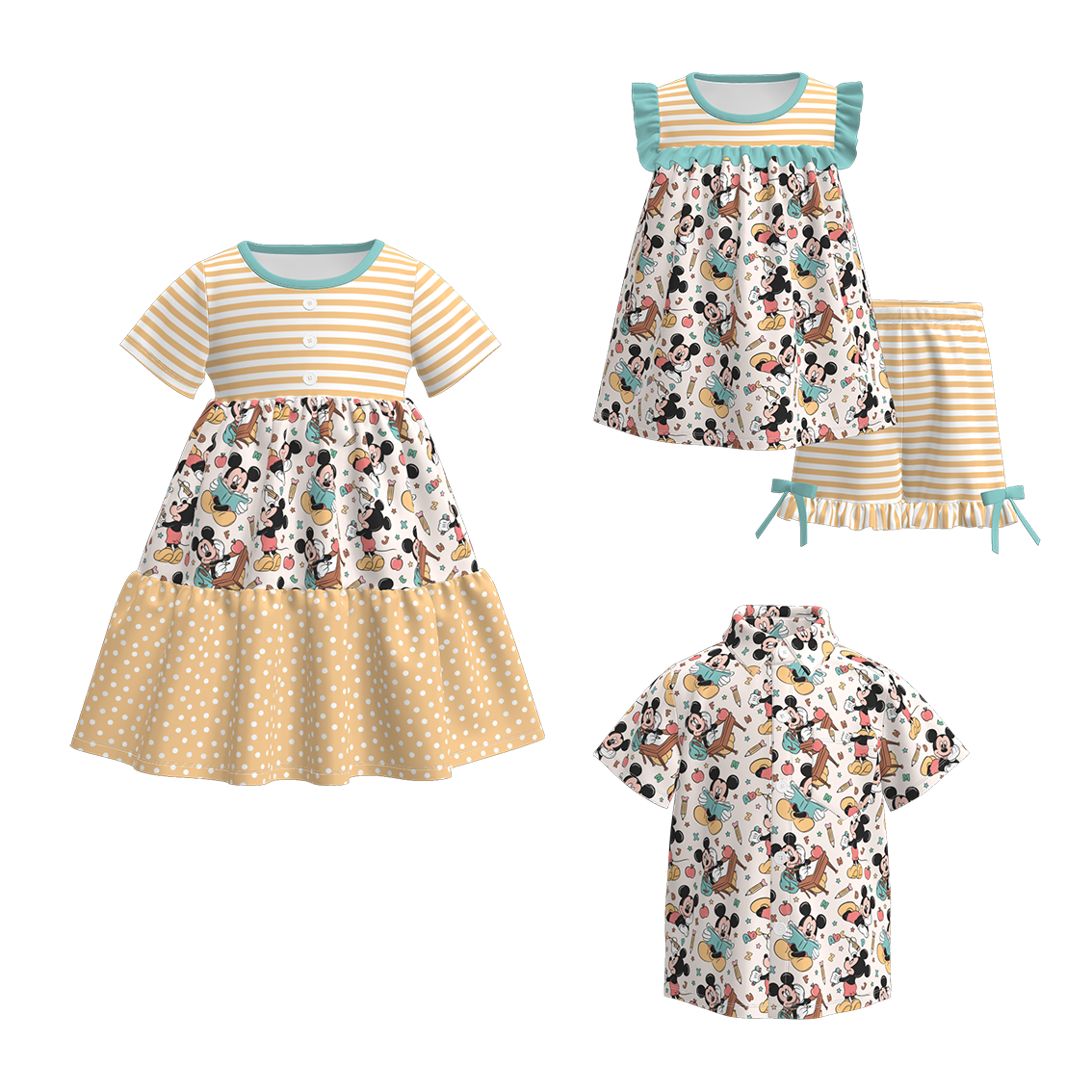 (Pre Order)Siblings Summer Back To School Print Dress,Set&Top