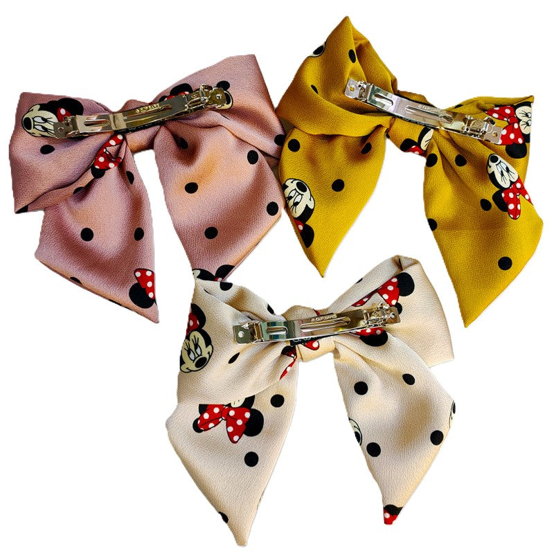 (Pre Order)Girls Cute Cartoon Print Knotted Hair Clip
