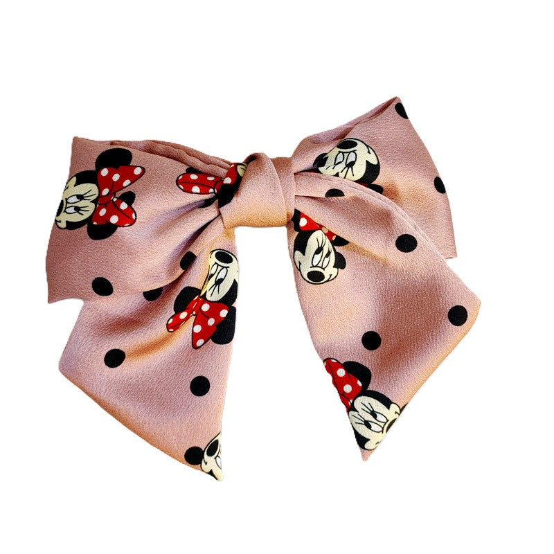 (Pre Order)Girls Cute Cartoon Print Knotted Hair Clip