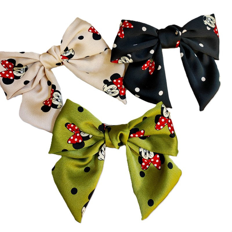 (Pre Order)Girls Cute Cartoon Print Knotted Hair Clip